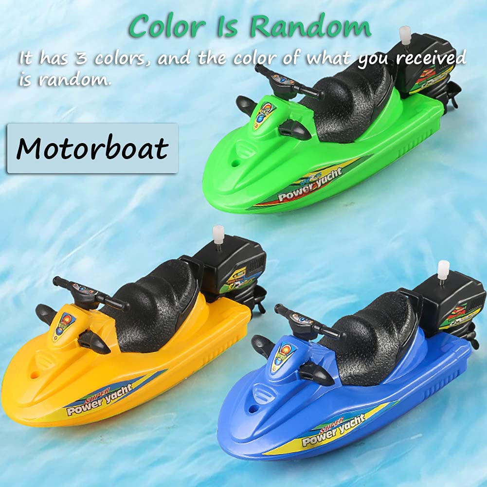 Wind Up Boat Toys for Kids - Pull Back Motorized Yacht, Sailboat, Jet Ski & Speed Boat Pool Bath Toys - Floating Water Play for Bathtub, Swimming Pool & Outdoor Fun
