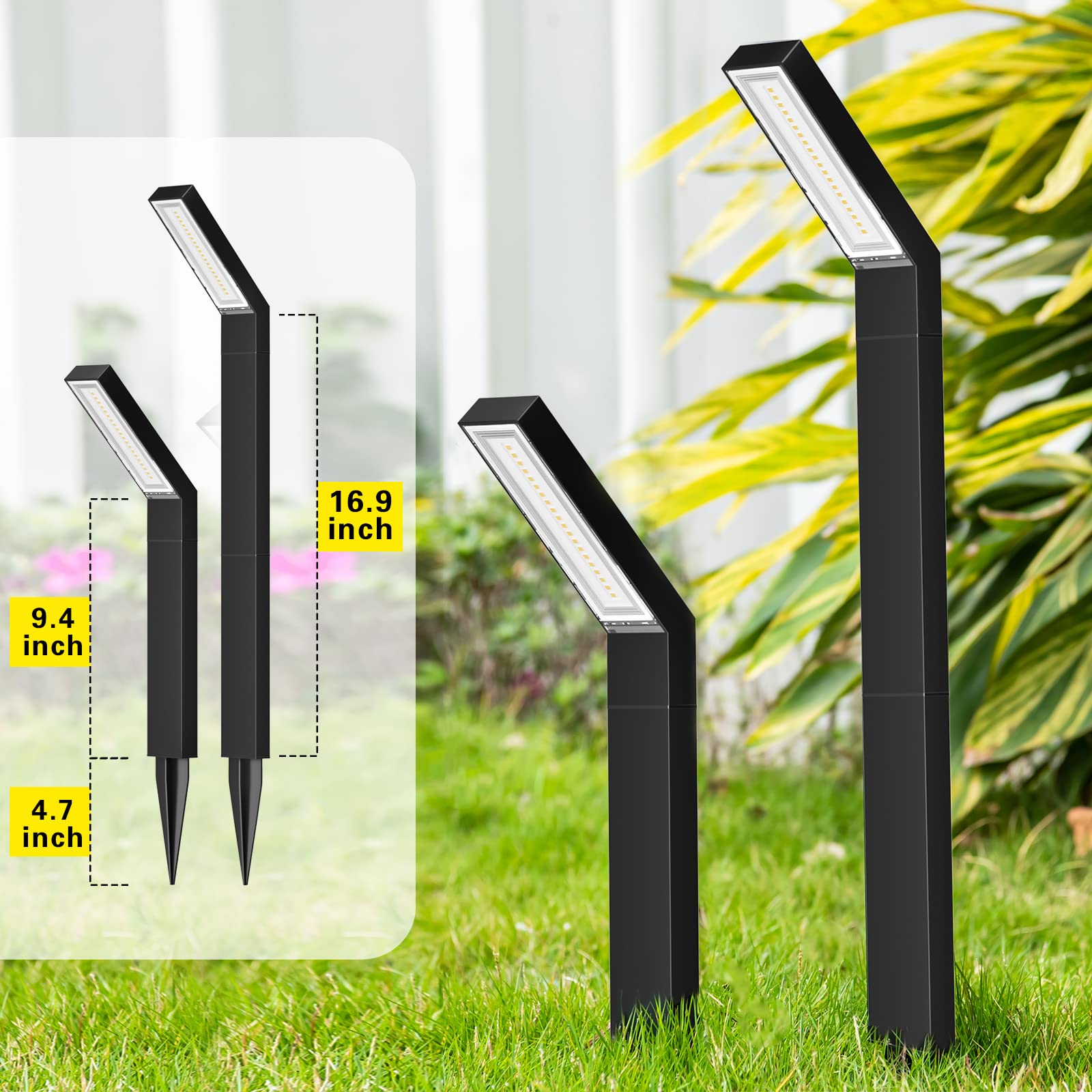 ROSHWEY Solar Pathway Lights Outdoor Waterproof - Solar Garden Lights for Patio, Backyard, Walkway, Yard, Lawn, Driveway - Weatherproof Solar Powered Landscape Lighting for Garden Decor & Pathway Illumination