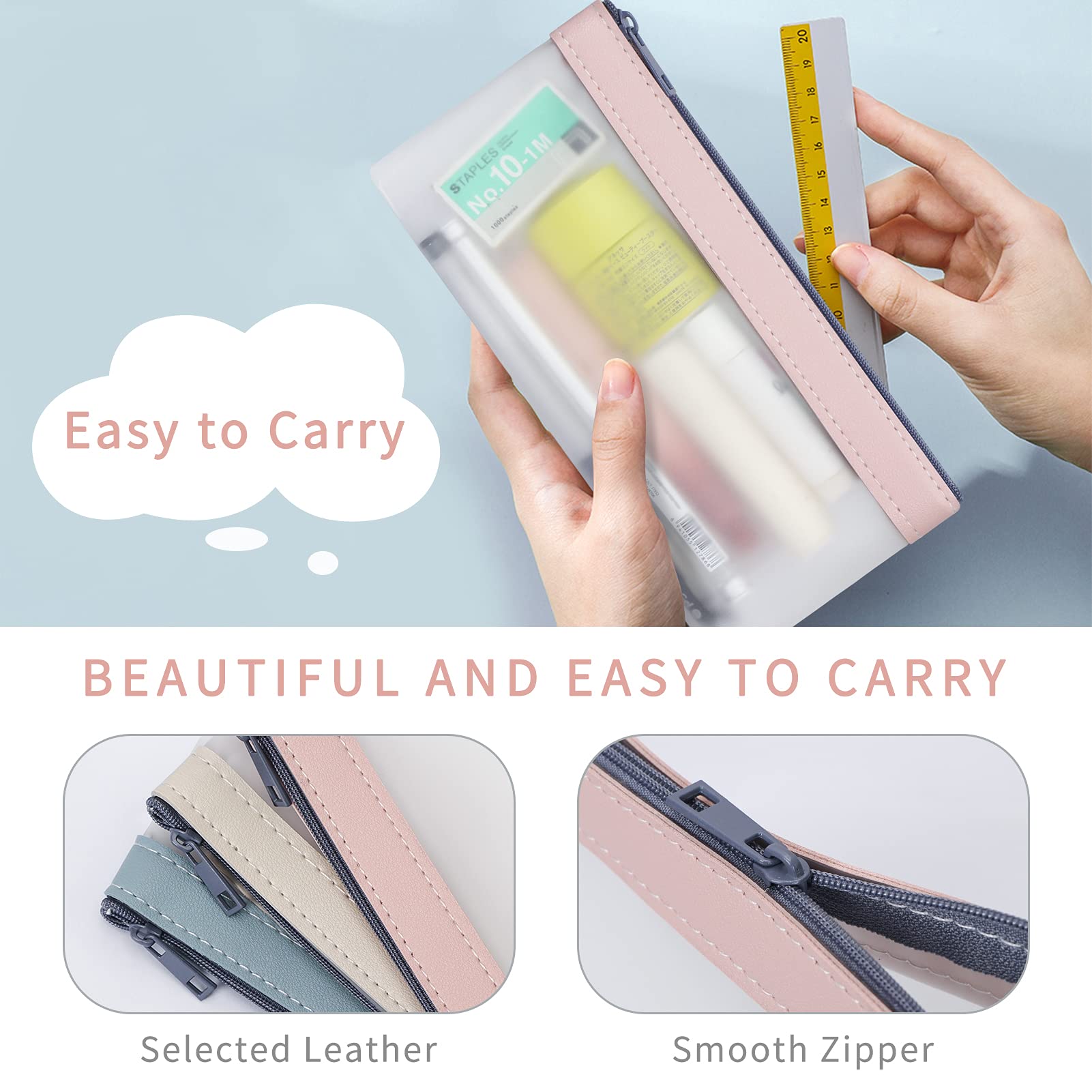 Classycoo 4 Pack Clear Zipper Pencil Case - Multifunctional Stationery Organizer for School, Office, Travel | Pouch for Pens, Makeup, Cosmetics & Small Accessories | Perfect for Students, Professionals & Travelers