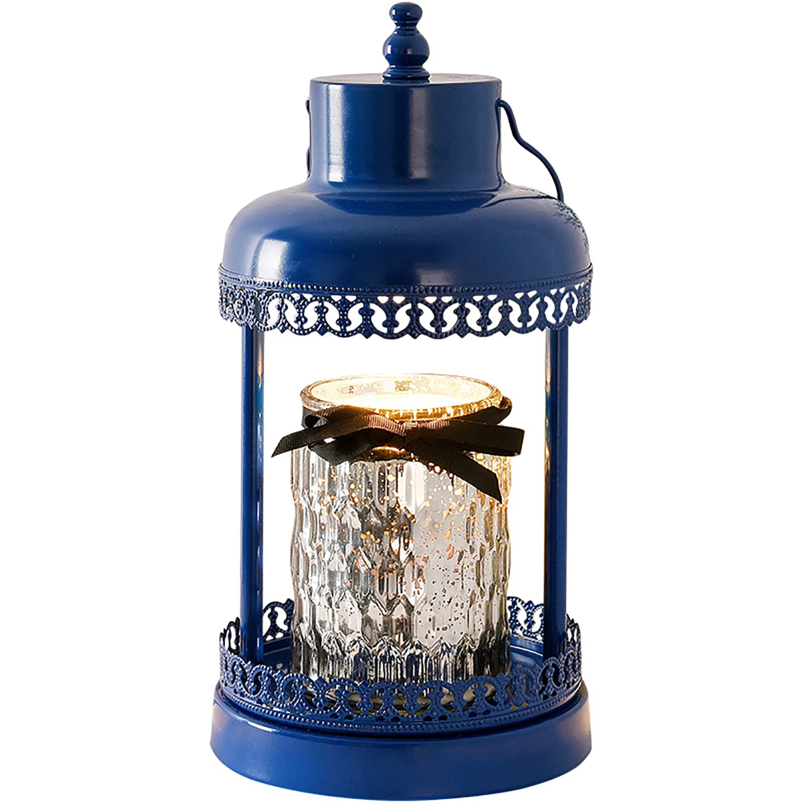Vintage Iron Candle Warmer Lamp - Adjustable Dimmable Wax Melter for Yankee & Large/Small Jar Candles | Home Fragrance Decor for Living Room, Bedroom & Office (Blue)