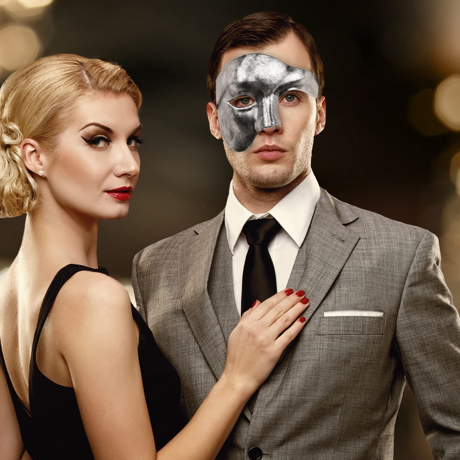 KEFAN Men's Masquerade Mask - Phantom of The Opera Style Half Face Mask for Halloween, Cosplay & Costume Parties