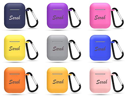 Custom Silicone AirPods Case with Keychain - Personalized Name Cover for AirPods 1/2 (Not Pro) - Perfect for Travel & Gym