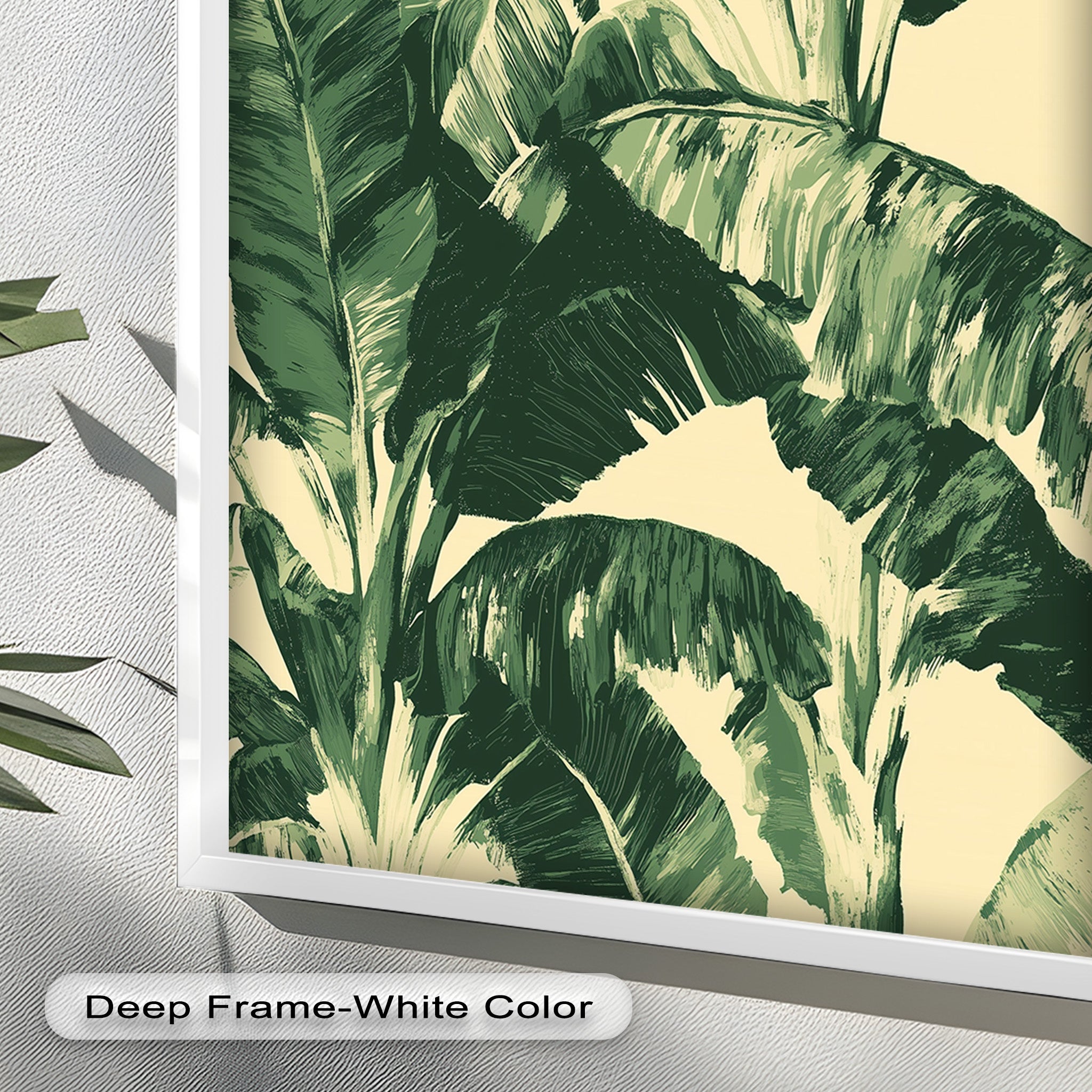 Banana Leaf Botanical Art - Framed Oil Painting for Home & Office Decor | Tropical Nature Wall Art | Perfect for Living Room, Bedroom, or Office