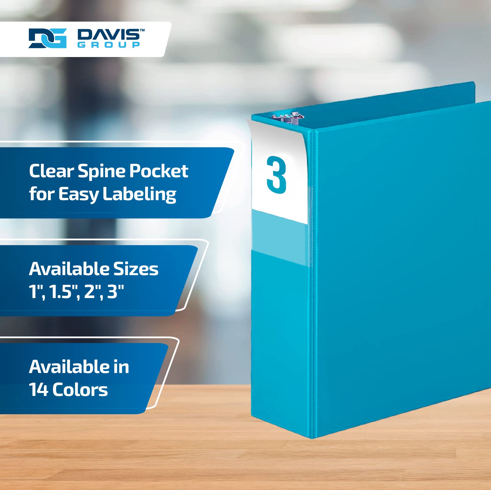 Premium 3-Inch 3-Ring Binder Notebook - D-Ring School & Office Supplies, 6-Pack Colorful Binders for Organizing Documents, Homework, Presentations - Turquoise, Blue, Green, Pink, Purple, Red (Great for Students, Teachers & Professionals)