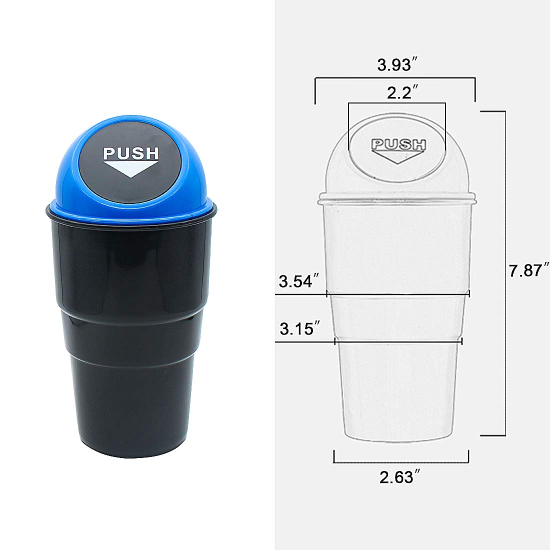 Leakproof Car Garbage Can with Lid - 2 Pack Small Trash Bin for Vehicle Cup Holder, Office, Home, Kitchen & Bedroom | Durable Automotive Waste Container for Road Trips, Commuting & Daily Use (Double Blue)