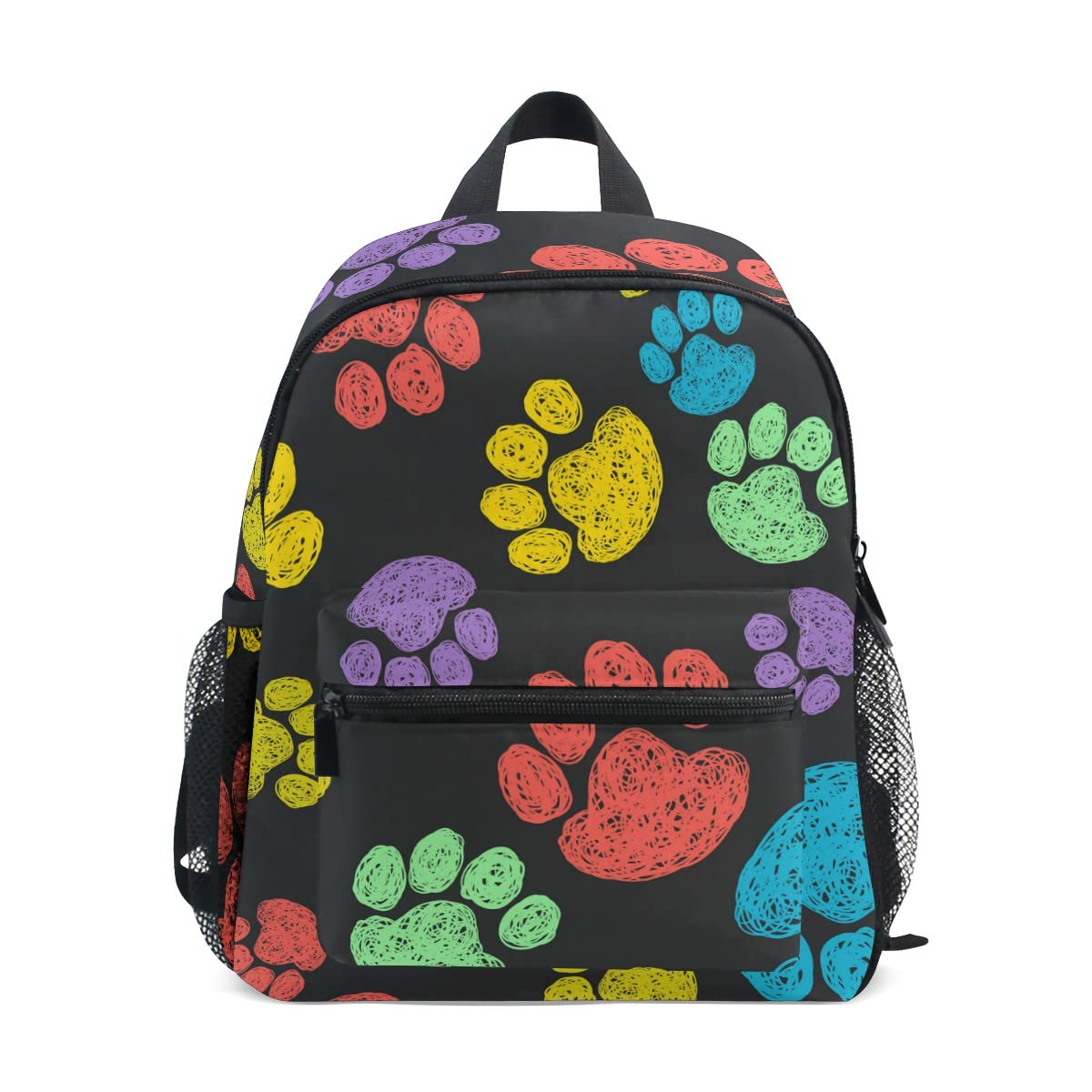 **JIPONI Cute Rainbow Dog Paw Print Toddler Backpack for Girls & Boys - Lightweight Preschool Backpack with Adjustable Chest Strap & Pockets - Perfect for Daycare, Travel, and School**