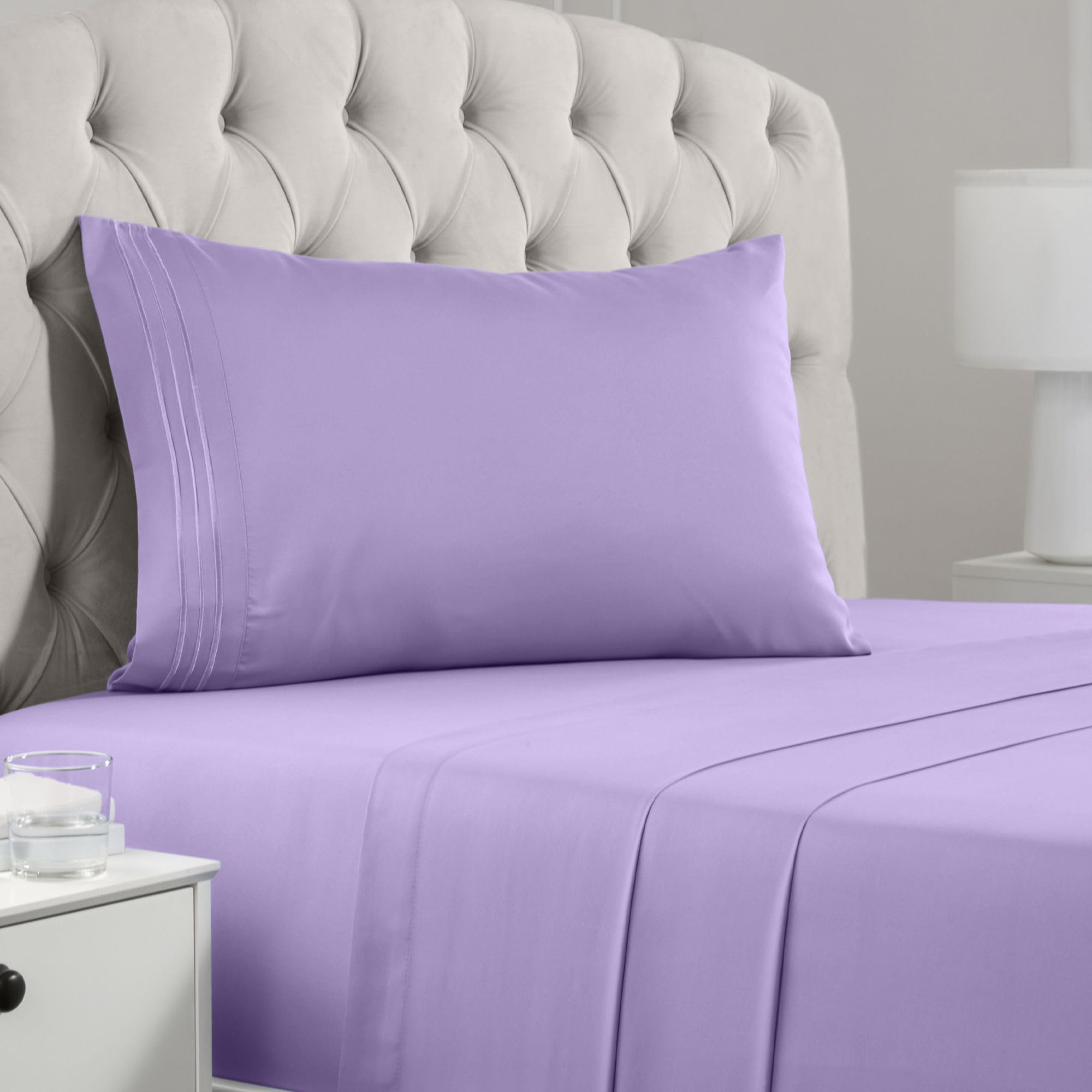 Mellanni Twin XL Sheet Set - 3 Piece Cooling Bed Sheets & Pillowcases - Deep Pocket Fits 16