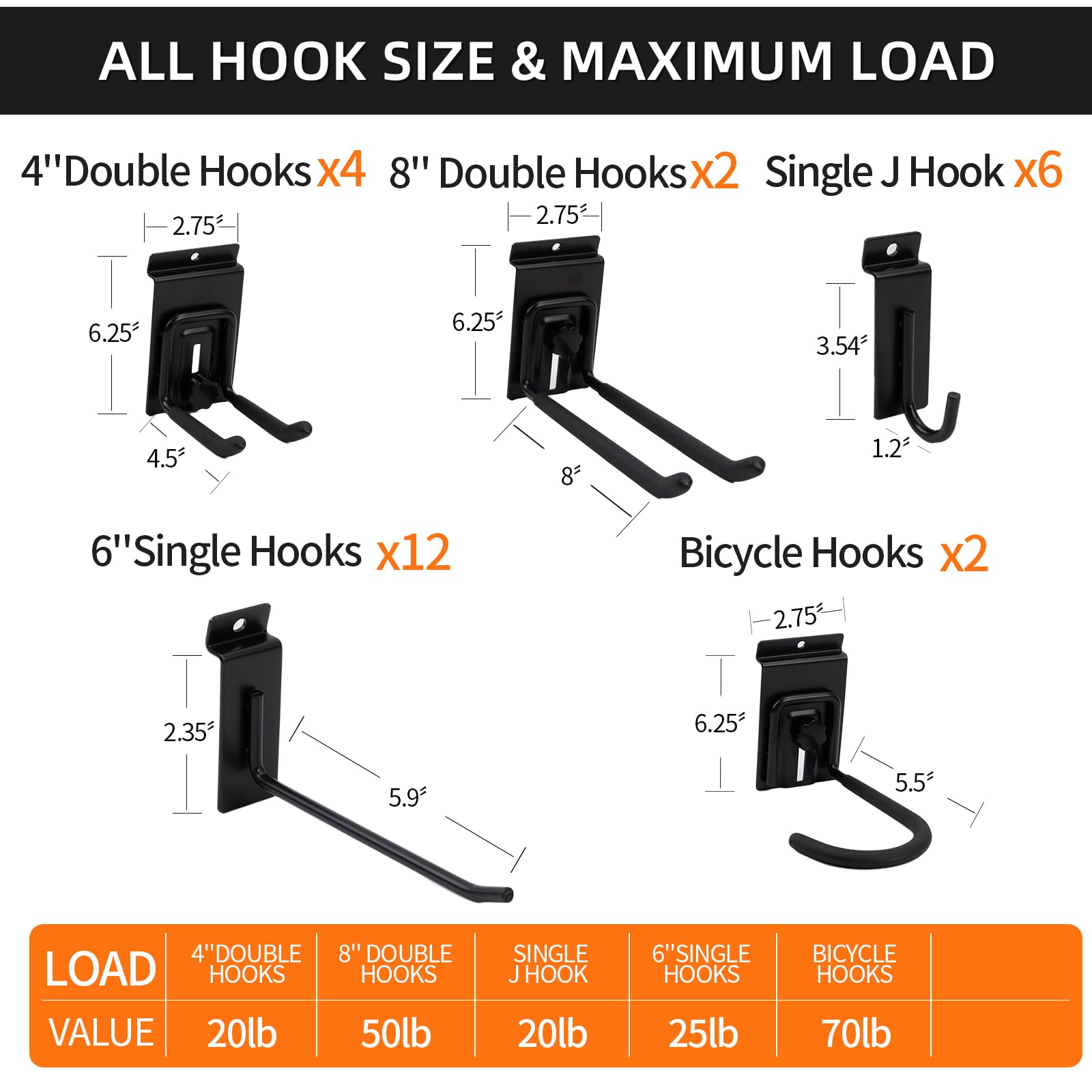 4x8 ft White PVC Slat Wall Paneling with 26 Hanging Hooks - Durable Garage Storage System & Wall Organizer for Tools, Bikes & Sports Equipment | Perfect for Garage, Workshop & Retail Displays
