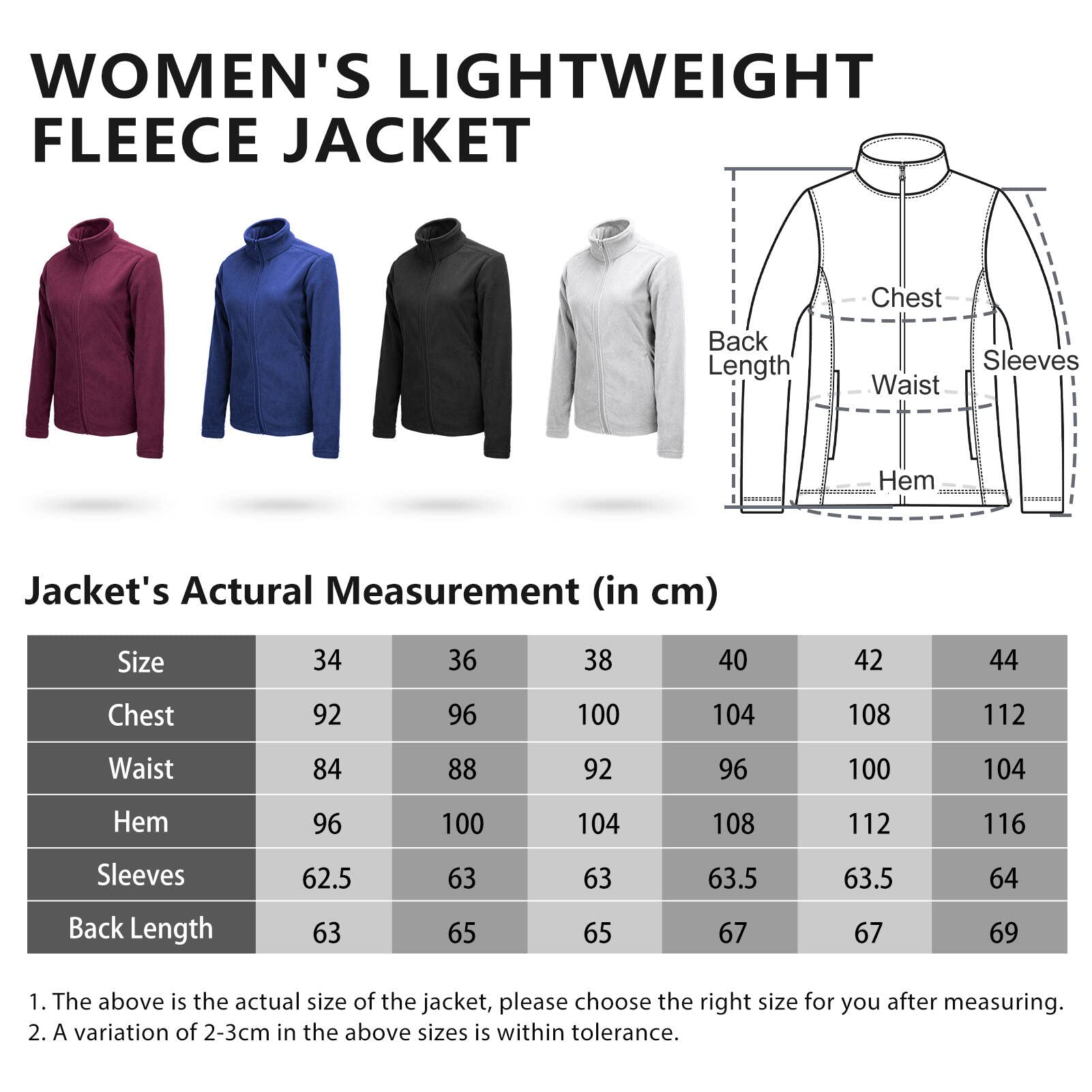 33,000ft Women's Lightweight Fleece Jacket with Full Zip Stand-Up Collar - Anti-Static Outdoor Jacket for Hiking, Camping & Casual Wear - Perfect for Fall & Winter Activities