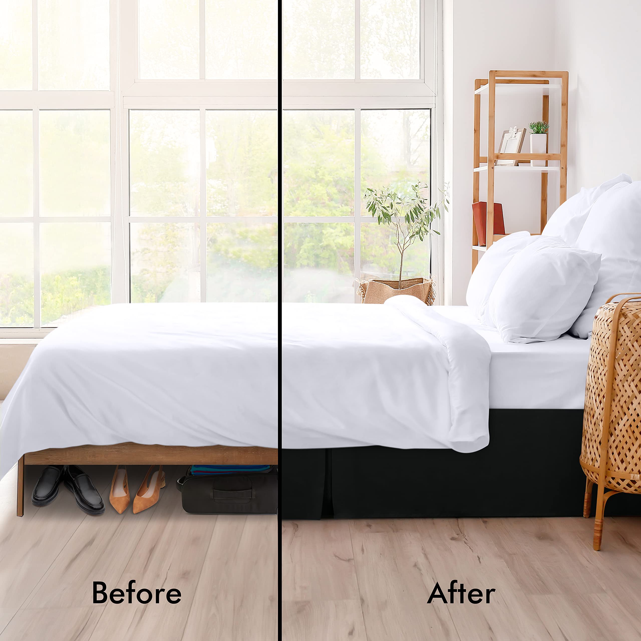 Utopia Bedding King Size Bed Skirt - Soft Quadruple Pleated Ruffle Design with 16 Inch Tailored Drop - Premium Hotel Quality, Shrink & Fade Resistant - Perfect for Master Bedrooms & Guest Rooms (King, Black)