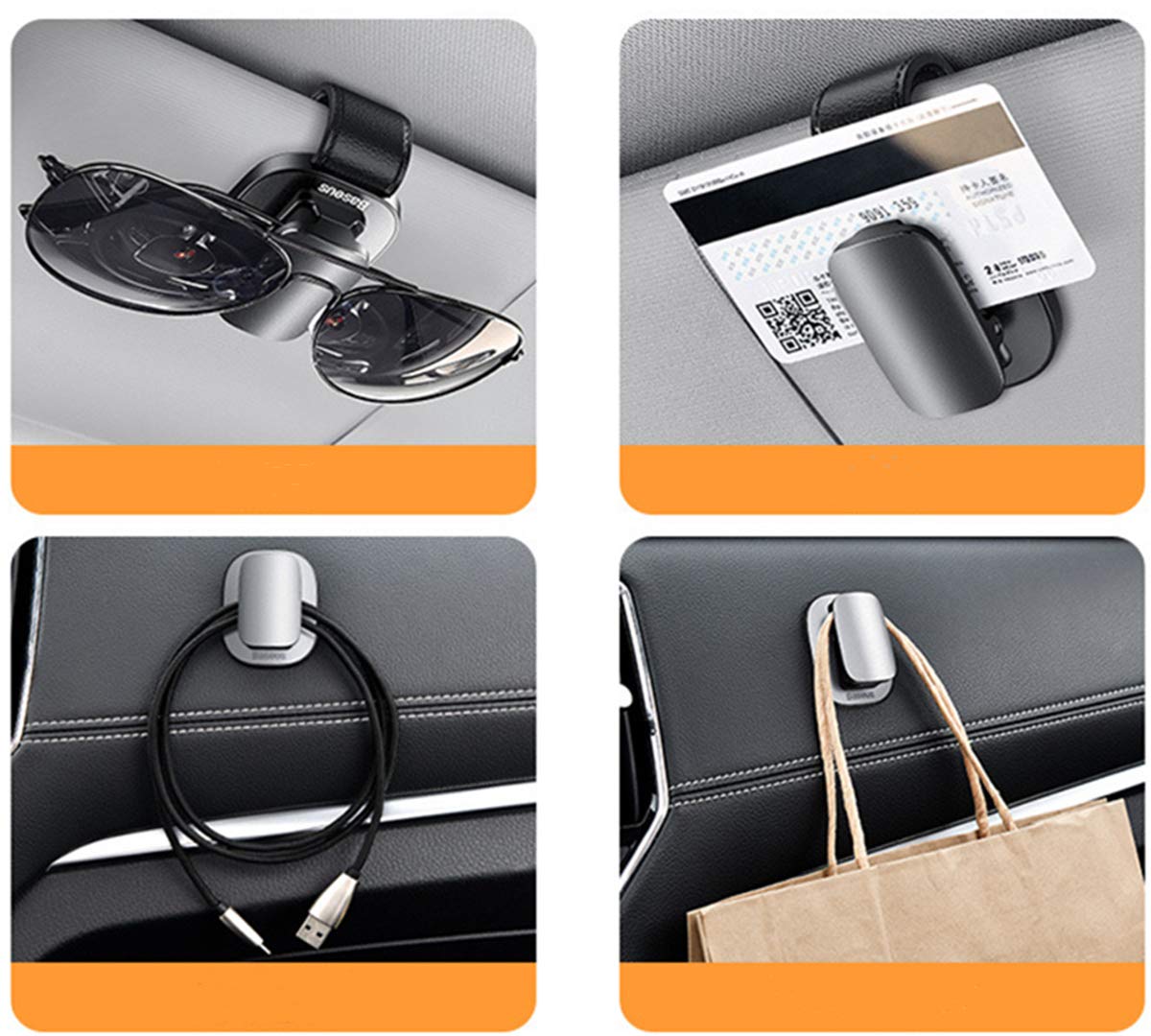 Tumecos Car Sunglasses Holder Clip - Black Glasses Accessory for Sunshades & Eyewear | Perfect for Car Visor, Travel, and Daily Organization