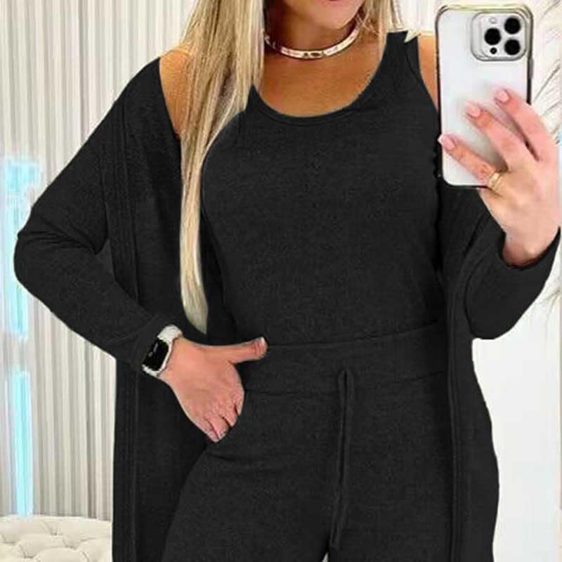 BDAILKA Women's 3-Piece Lounge Set - Soft Tank Top & Cardigan Outfit for Casual Wear, Home Relaxation, and Going Out | Comfortable Loungewear Set XJ001