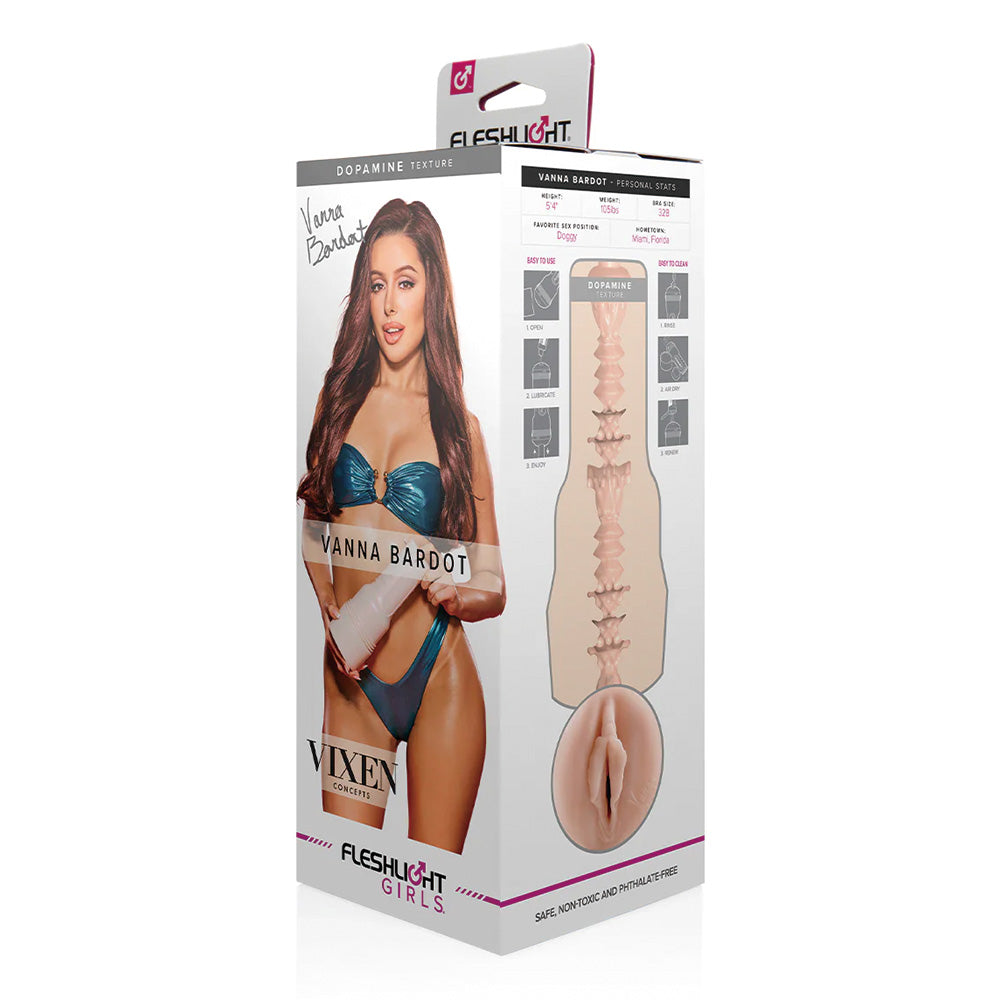 Fleshlight Girls Vanna Bardot Dopamine Textured Vagina Masturbator - Realistic Male Sex Toy for Enhanced Pleasure - Perfect for Solo Play & Discreet Storage