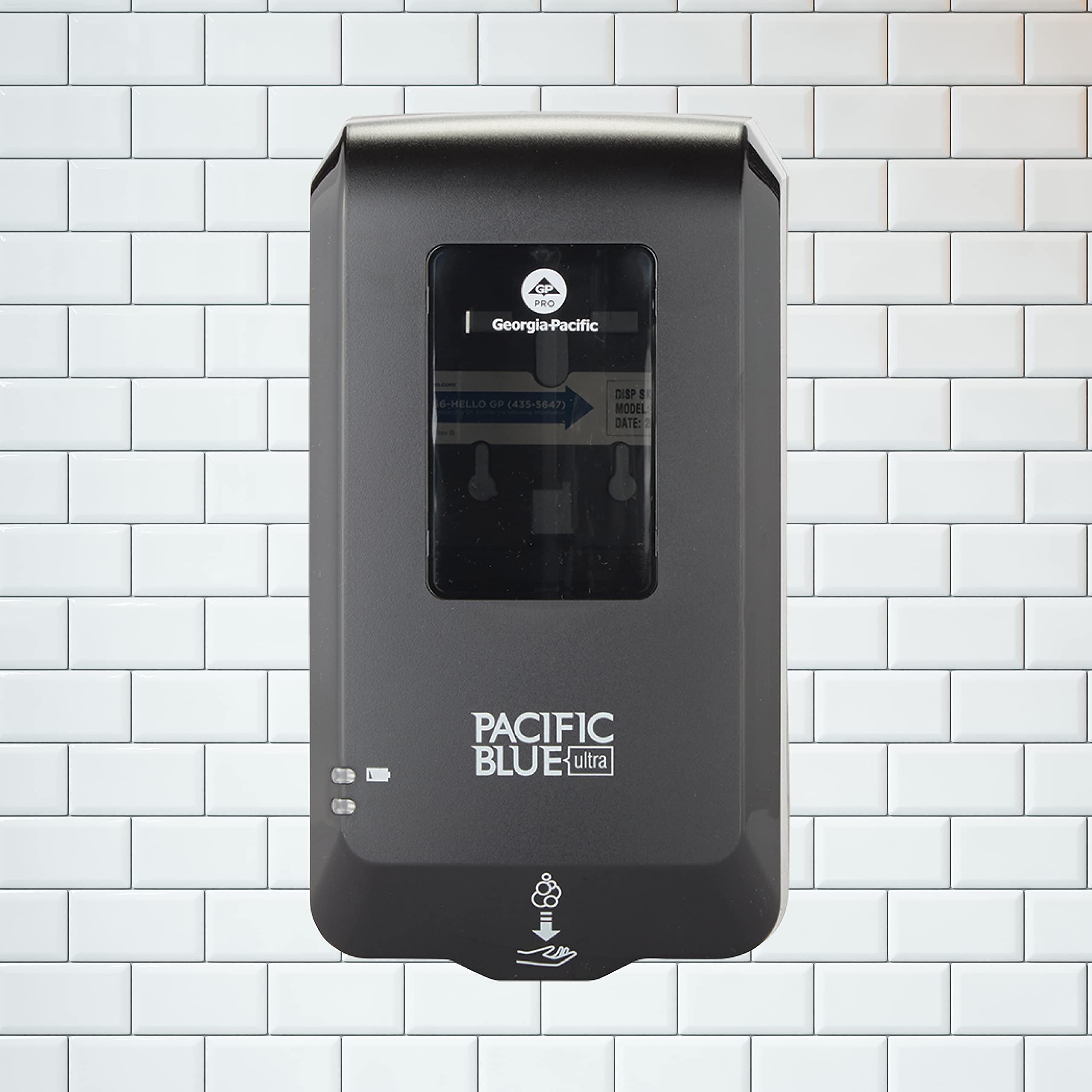 Georgia-Pacific Pacific Blue Ultra Automated Soap Dispenser - Touchless Wall Mount Black | Easy Installation & Maintenance | Battery Included | Ideal for Restrooms, Kitchens & Public Spaces