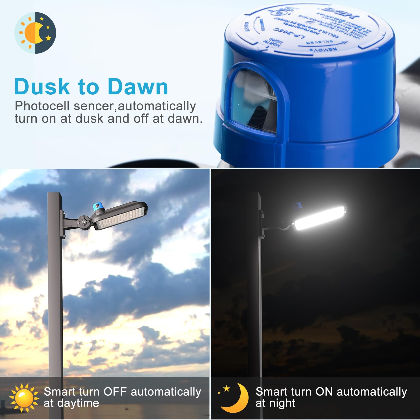 240W LED Parking Lot Lights (240x1W) - 36000LM, 150LM/W, 5000K Daylight, ETL Certified - Smart Photocell Outdoor Pole Lights for Commercial Use (30-40ft Height) - 2 Pack with 7-Year Warranty | Ideal for Parking Lots, Gas Stations, Warehouses & Industrial Areas