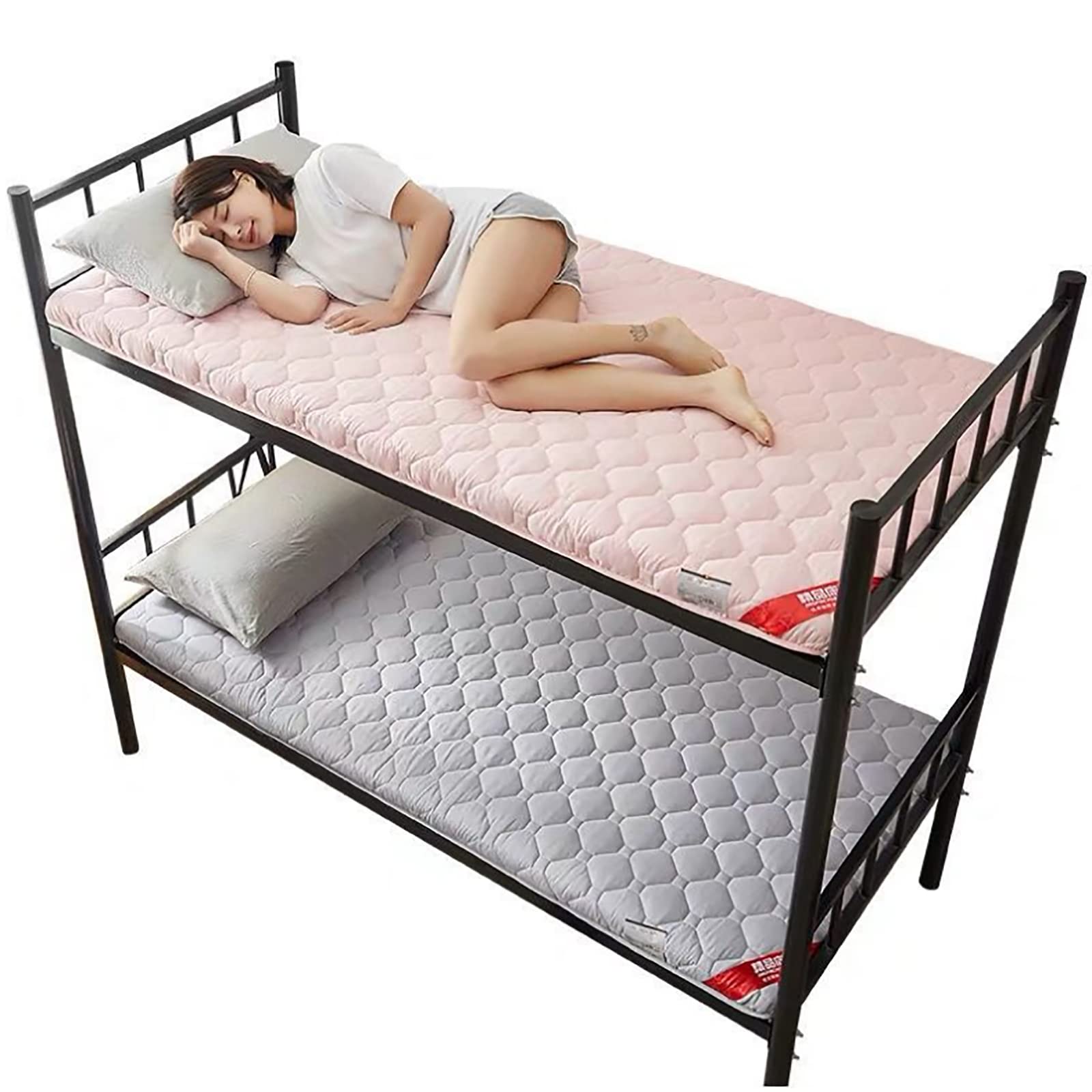 Japanese Style Floor Mattress - Thick Foldable Futon Mattress for Adults & Kids, Portable Sleeping Pad with Carry Bag, Extra Soft Roll-Up Tatami Bed for Dorm, Guest Room, Camping & Travel (Double Size)