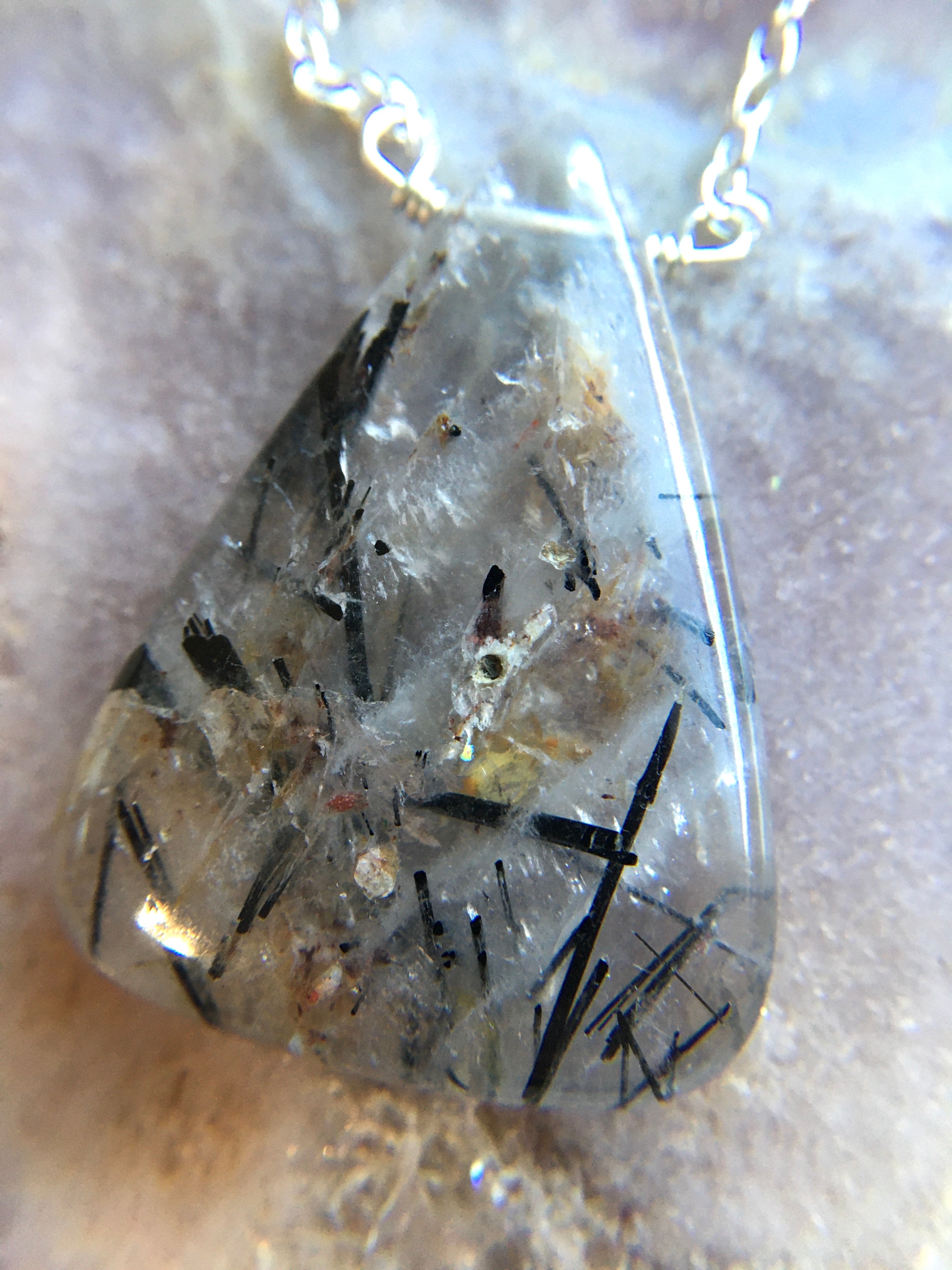 Rutilated Quartz & Black Tourmaline Pendant Necklace - Spiritual Healing Jewelry for Protection & Positive Energy - Perfect for Meditation, Yoga & Everyday Wear