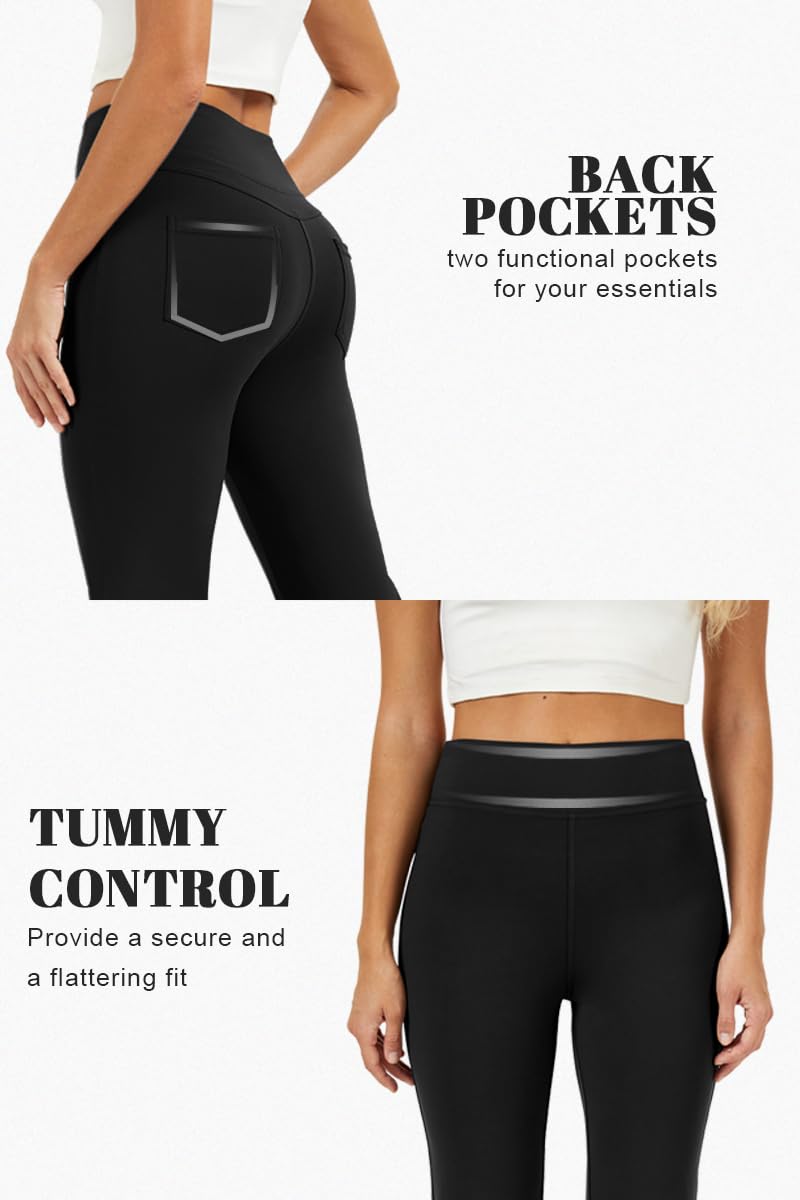 High Waist Flare Yoga Pants for Women with Pockets - Bootcut Tummy Control Workout Leggings - Perfect for Yoga, Gym & Everyday Wear