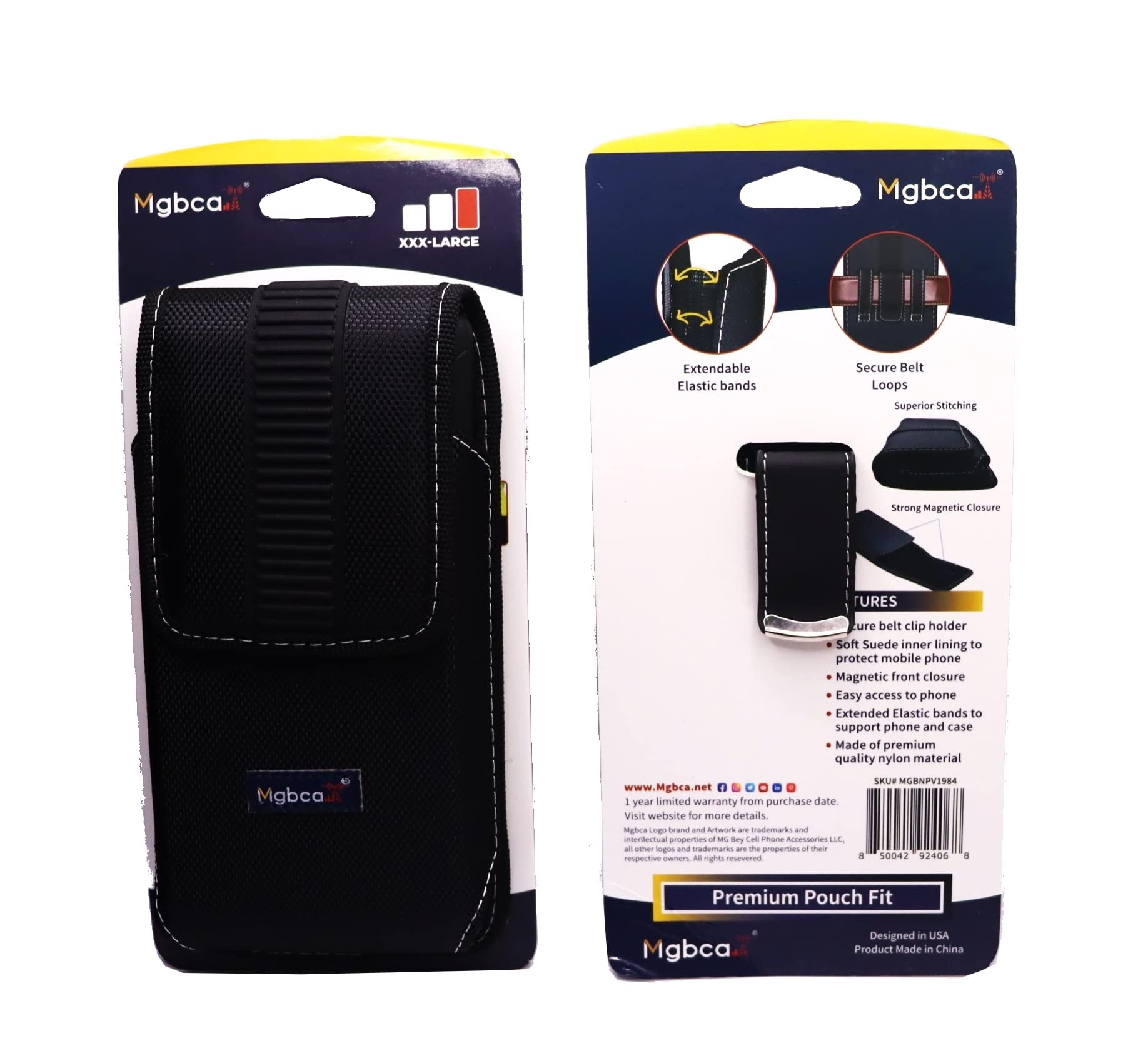 Durable Nylon Phone Holster Pouch for Otterbox Commuter/Defender - Compatible with Samsung Galaxy S25/S24/S23/S22/S21/S20 Plus | Heavy-Duty Belt Loop Clip | Secure Magnetic Closure | Vertical Black Design | Perfect for Outdoor Activities, Construction Work & Hands-Free Convenience