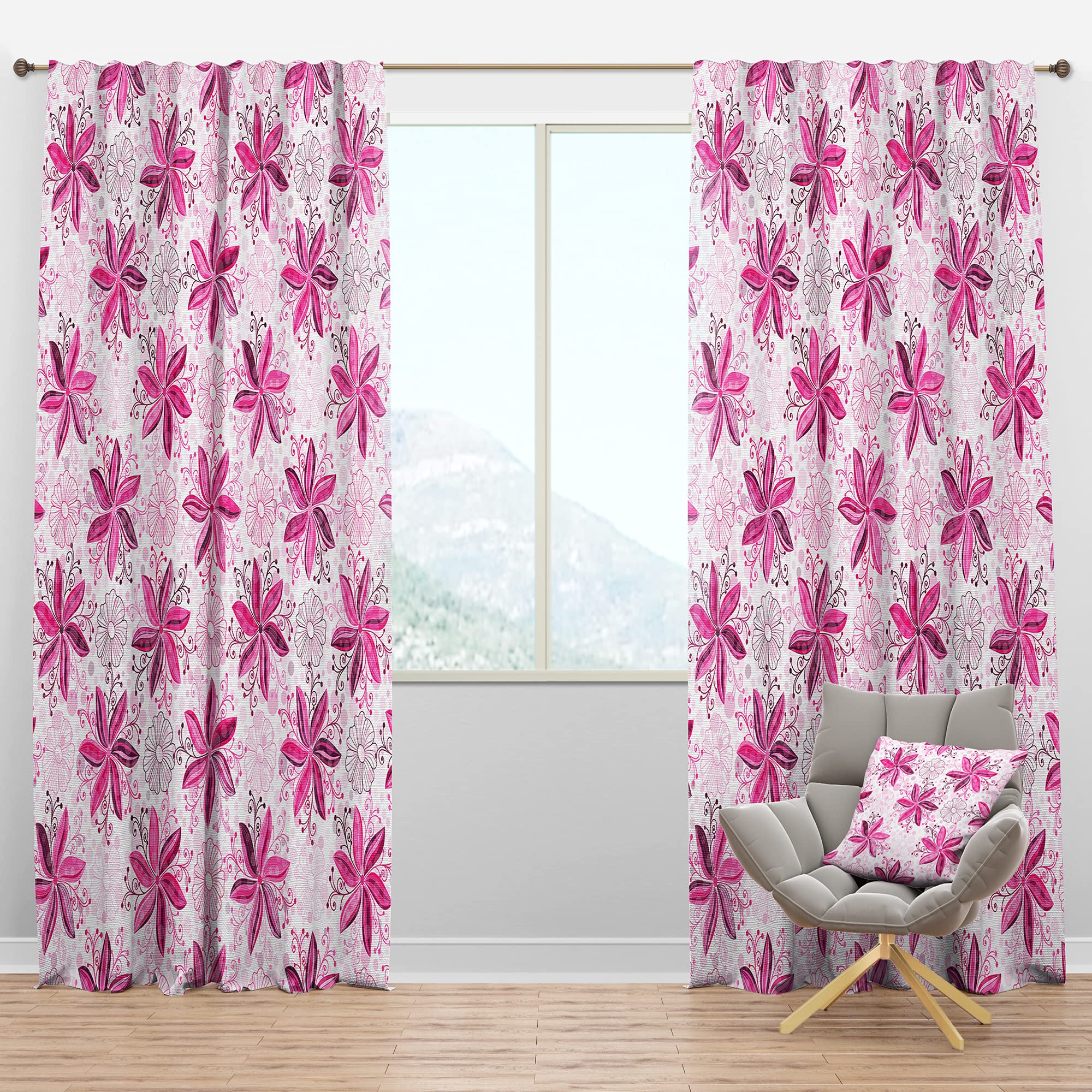 DesignQ Blackout Curtains - Retro Floral Pattern XII - Thermal Insulated Bedroom & Living Room Drapes - Single Panel 52x108 Inches - Perfect for Light Blocking, Privacy & Energy Efficiency