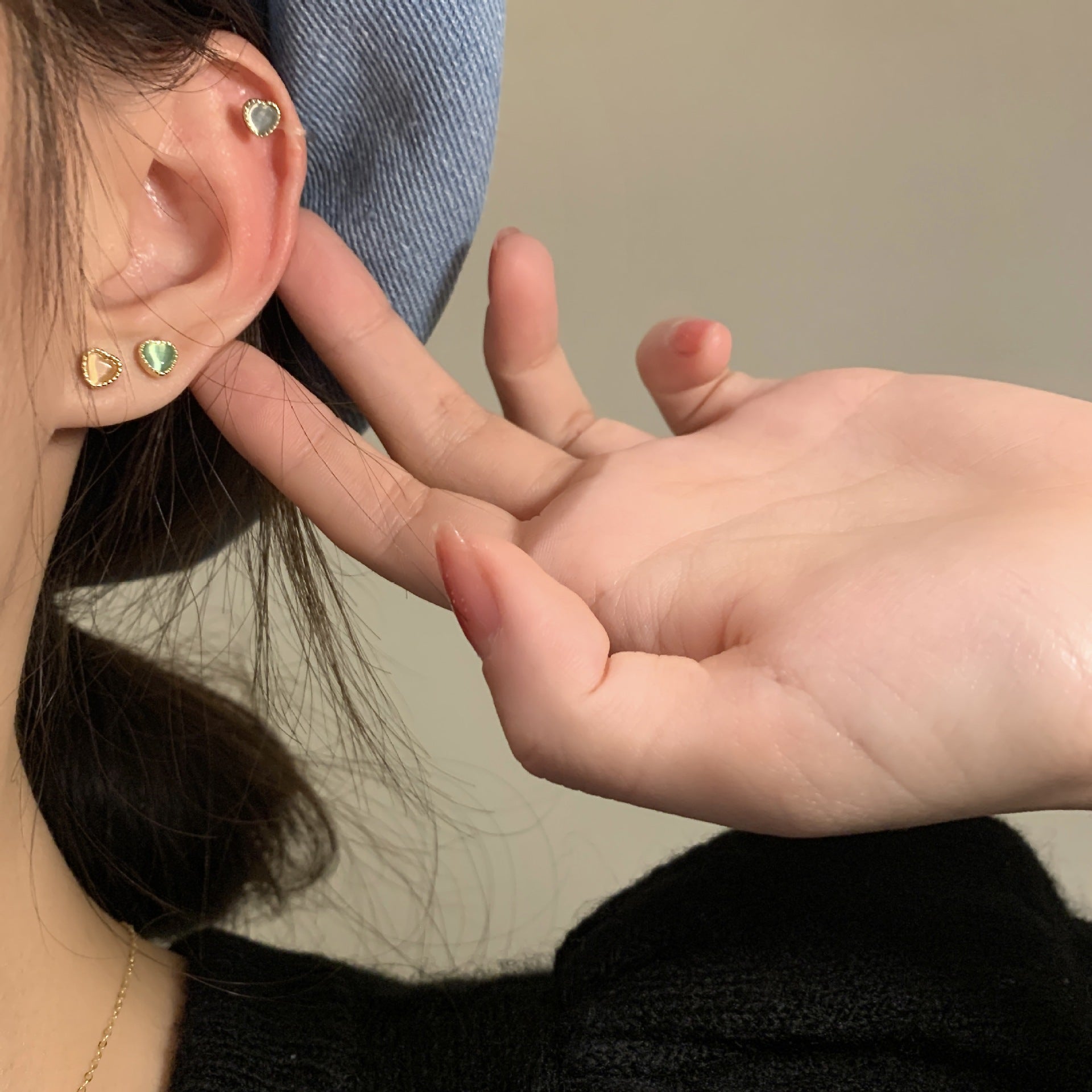 20G Rose Gold Simulated Opal Heart Daith Tragus Stud Earrings for Women | Cartilage, Helix, Lobe Piercing Jewelry | Perfect for Everyday Wear & Special Occasions