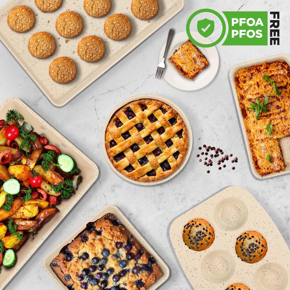 Premium Non-Stick Stackable Baking Pans Set - 3-Piece Oven Safe Bakeware for Cakes, Cookies & Bread - Perfect for Home Baking, Meal Prep & Holiday Desserts