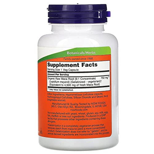 Now Foods Maca 750 mg Raw - 90 Vegan Capsules for Energy, Stamina & Hormone Balance | Supports Workout Performance & Sexual Health | Daily Supplement for Men & Women