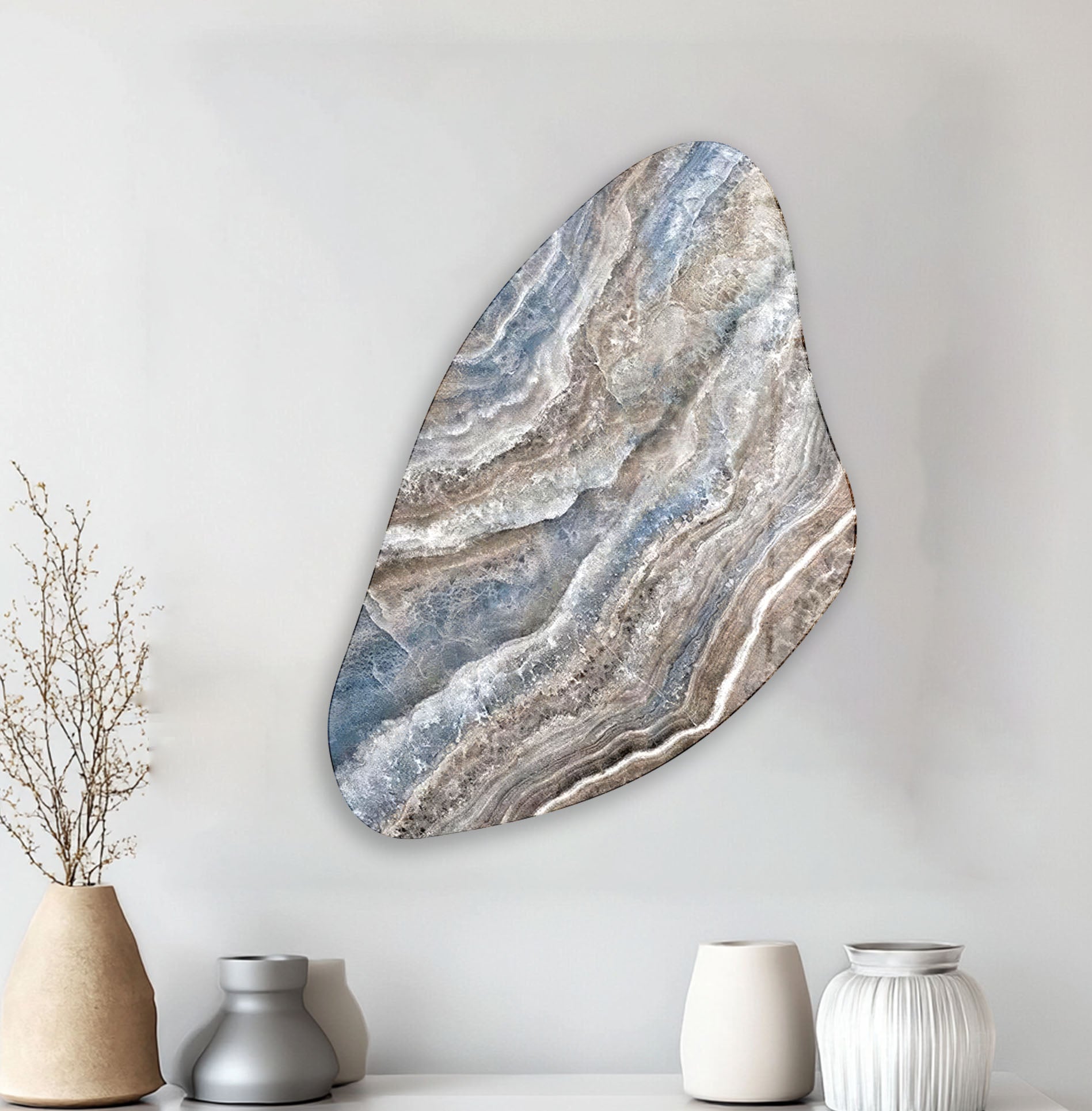 Blue Marble Pattern Glass Wall Art - Modern Aesthetic Home Decor for Living Room, Bedroom & Office | Shatterproof & Easy to Hang