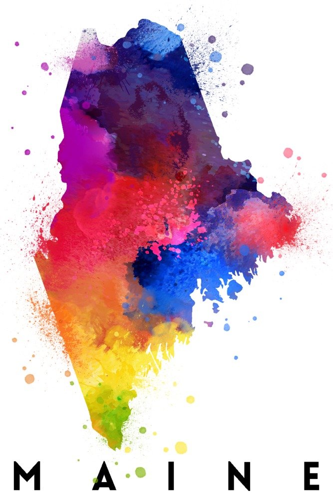 Maine State Abstract Watercolor Wall Art - 12x18 Gallery Quality Metal Print on Aluminum - Perfect for Home, Office & Modern Decor