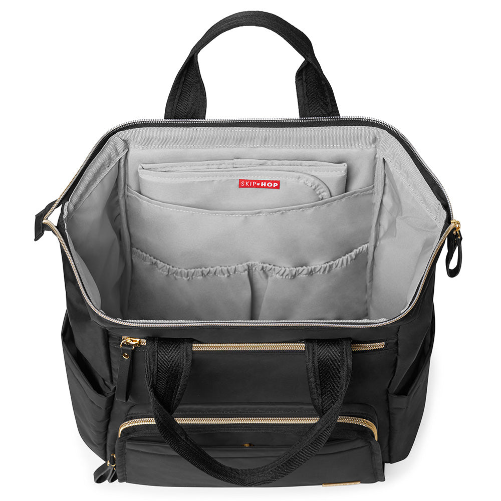Skip Hop Main Frame Wide Open Backpack - Black | Stylish & Spacious Diaper Bag for Moms & Dads | Perfect for Daycare, Travel & Everyday Use