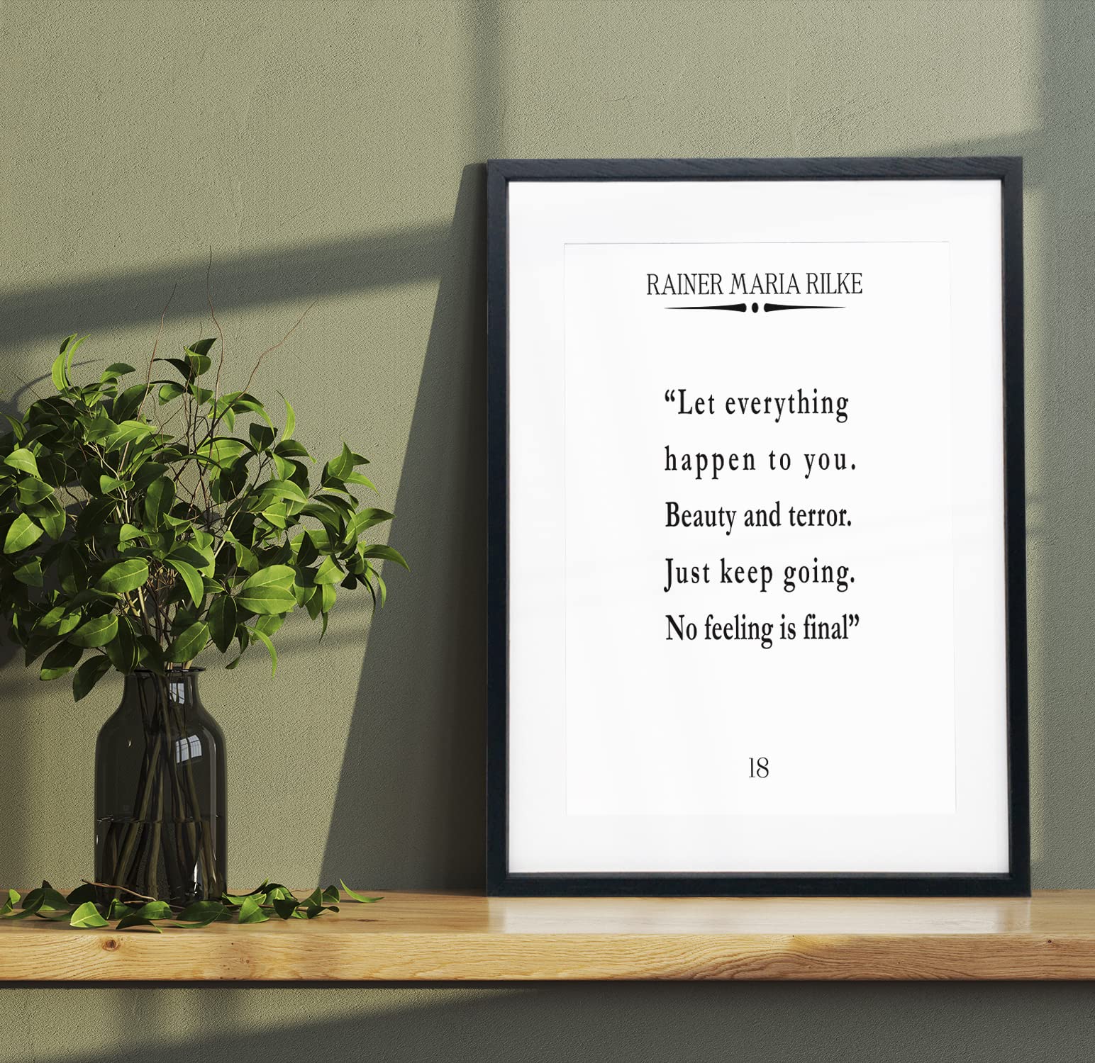 Minimalist Rainer Maria Rilke Quote Wall Art - Inspirational Home & Office Decor - 5x7 White Framed Print - Perfect for Bedroom, Living Room & Gift Giving