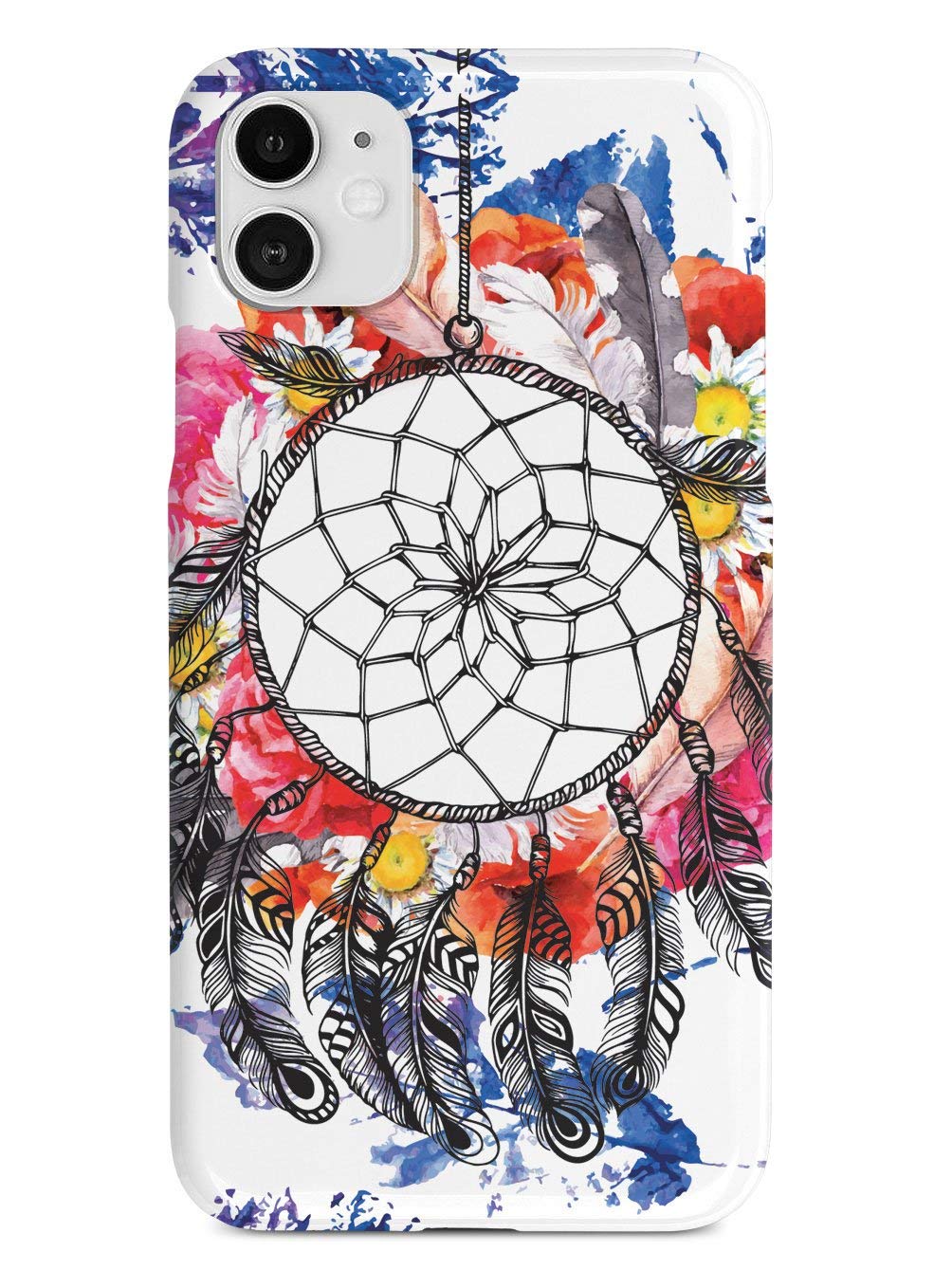 Inspired Cases - iPhone 12 Case Compatible - 3D Textured Protective Phone Cover for Apple iPhone 12 - Floral Boho Dreamcatcher Design - White | Perfect for Daily Use, Travel & Gift Giving