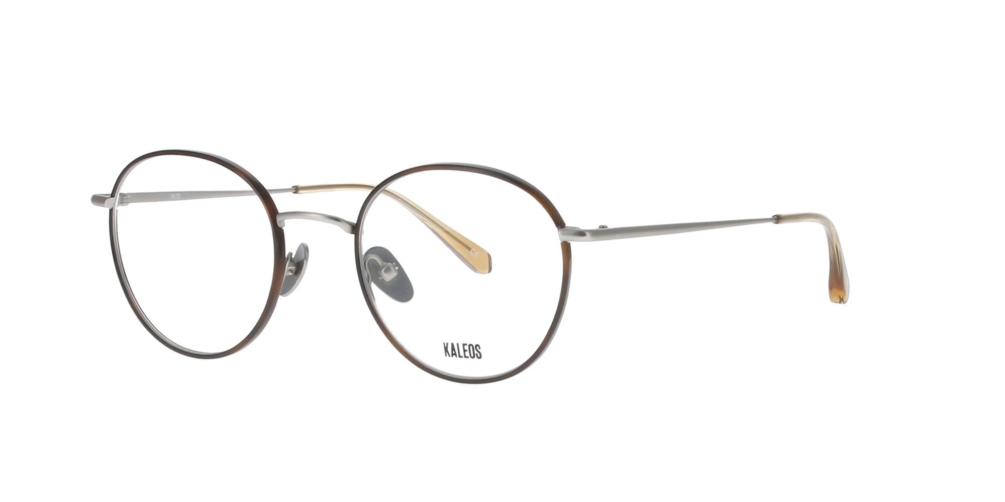 Stylish Havana Brown & Silver Round Metal Kaleos Eyeglass Frames for Men & Women - Perfect for Reading, Driving, and Fashion Accessories