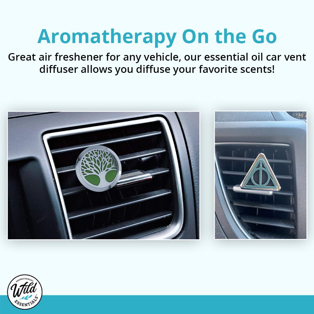 Wild Essentials Pretty Kitty Cat Essential Oil Car Vent Diffuser - Stainless Steel Locket Pendant with 12 Color Refill Pads | Customizable Color Changing Air Freshener for Aromatherapy | Perfect for Cars, Home & Office Use