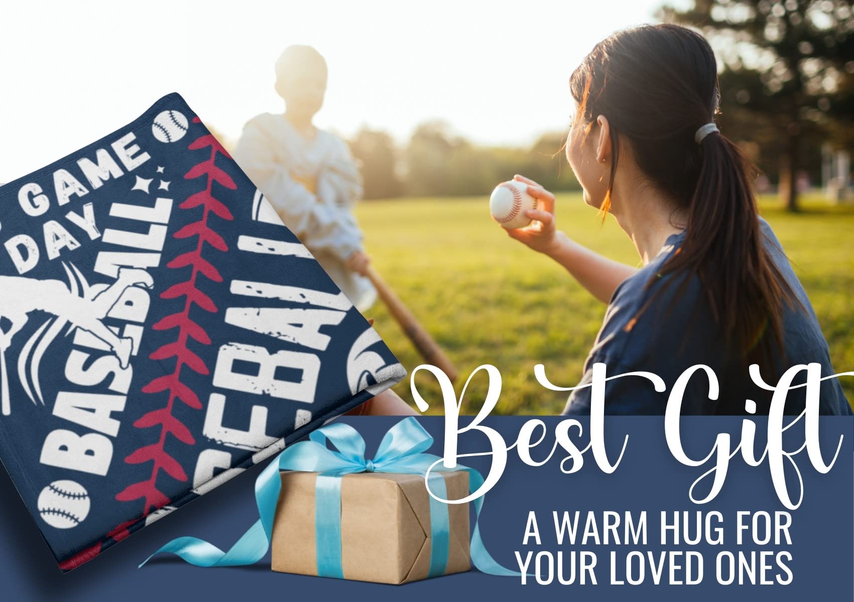**Baseball Blanket for Boys & Adults - Soft Throw Blanket for Baseball Fans, Kids, Teens - 65