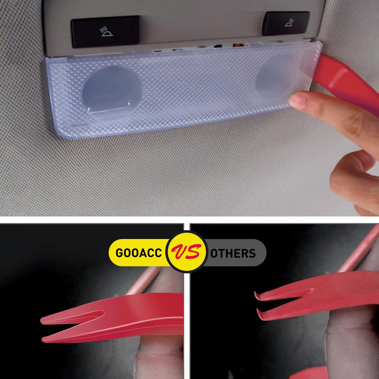 GOOACC 4PCS Auto Trim Removal Tool Kit - No Scratch Car Audio Dash Window Molding Removal Set (Red) | Perfect for Car Stereo Installation, Door Panel Repair & Interior Detailing