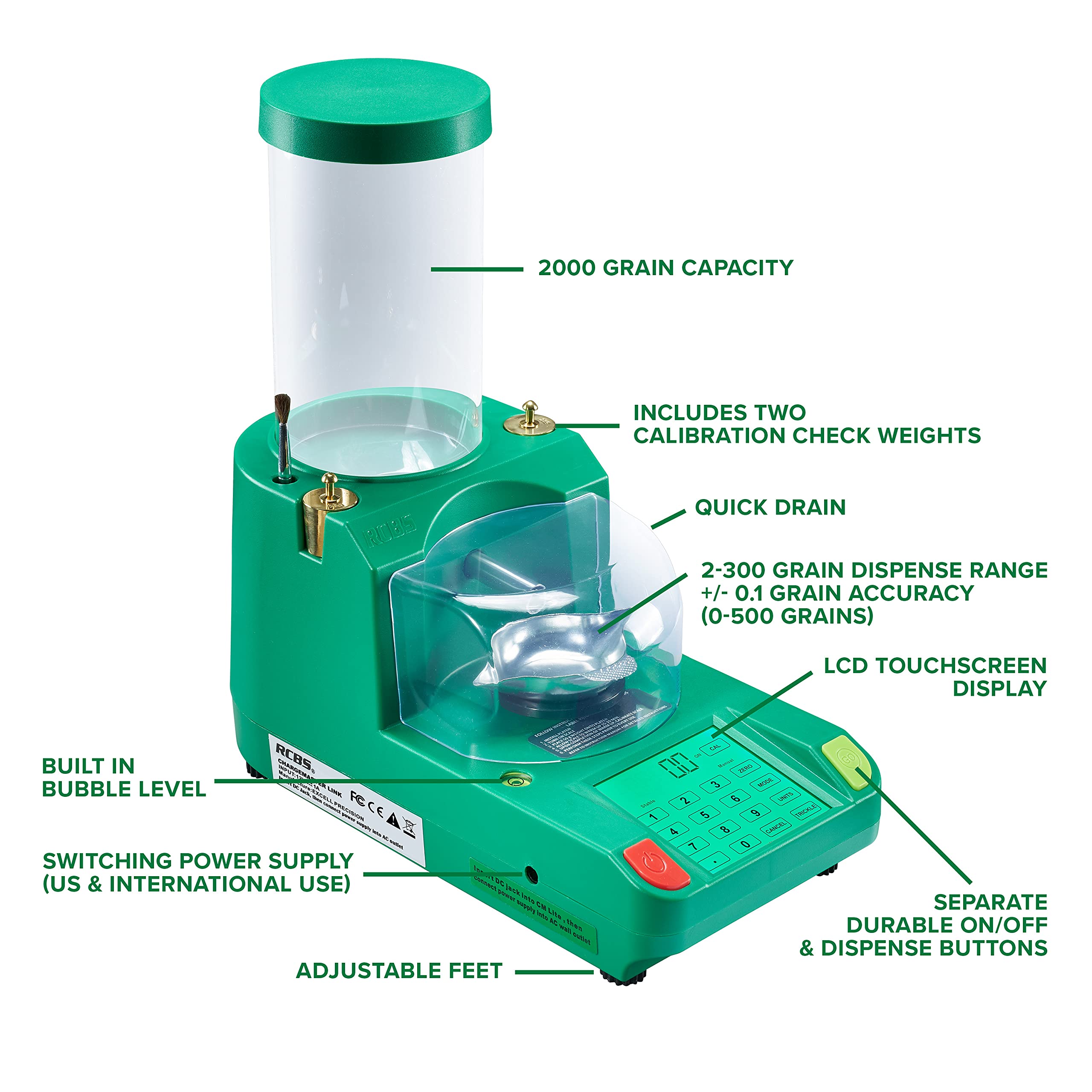 RCBS ChargeMaster Link Bluetooth-Compatible Gun Powder Dispenser - 0.1 Grain Accuracy, 2000-Grain Capacity, Touchscreen Display | Reloading Powder Scale for Precision Shooting & Handloading