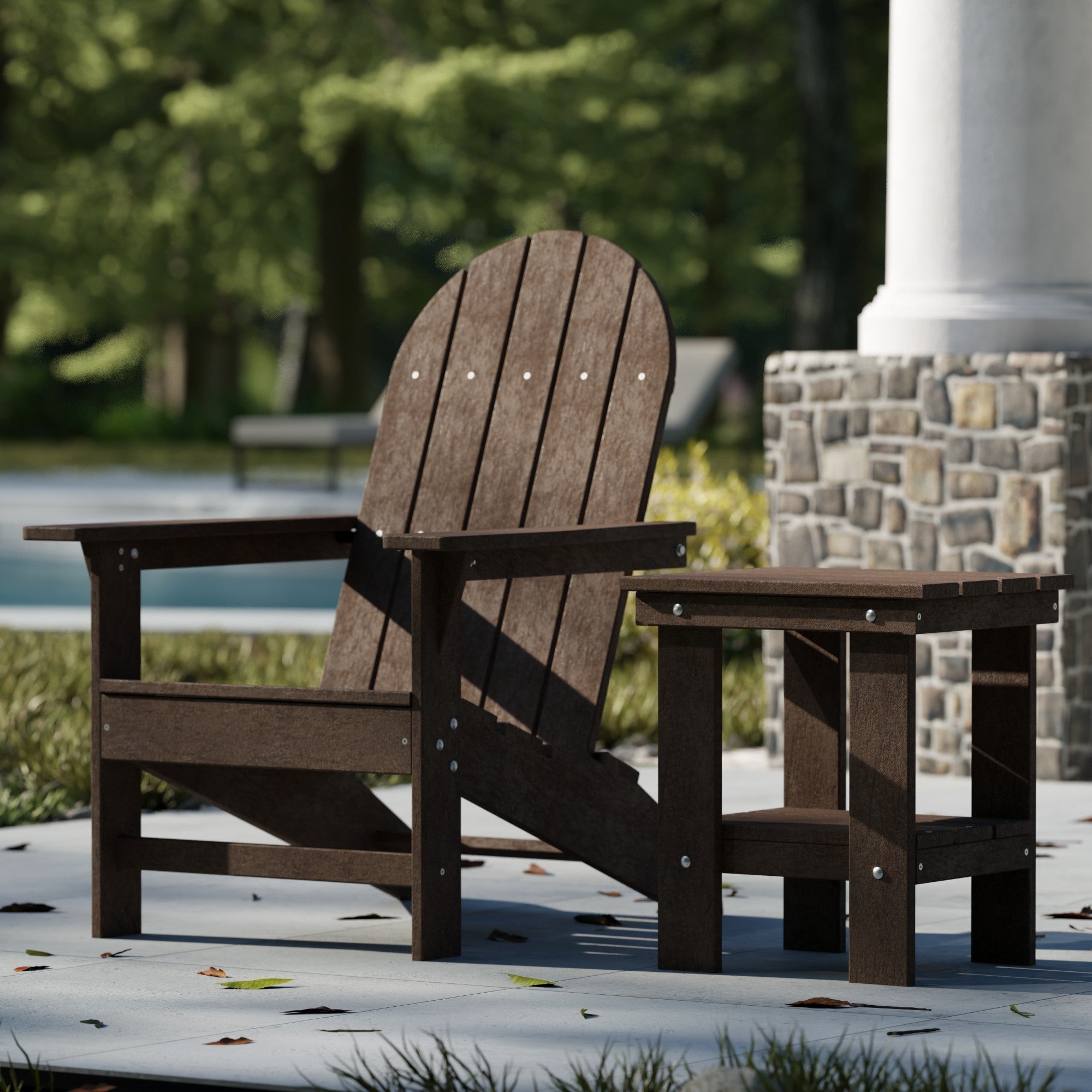 Freedom Modern Adirondack Chair & Side Table Set - Durable Outdoor Patio Furniture for Garden, Poolside, Deck, and Backyard Relaxation