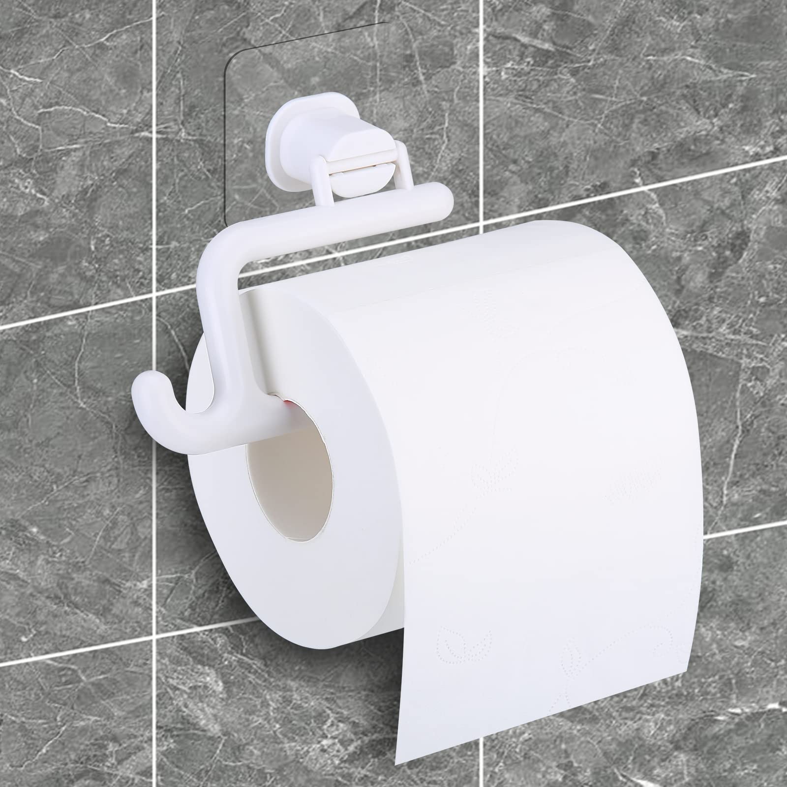 Thick Plastic Self-Adhesive Toilet Paper Holder - Wall Mounted Bathroom Tissue Roll Organizer | Perfect for Small Bathrooms, RVs & Powder Rooms
