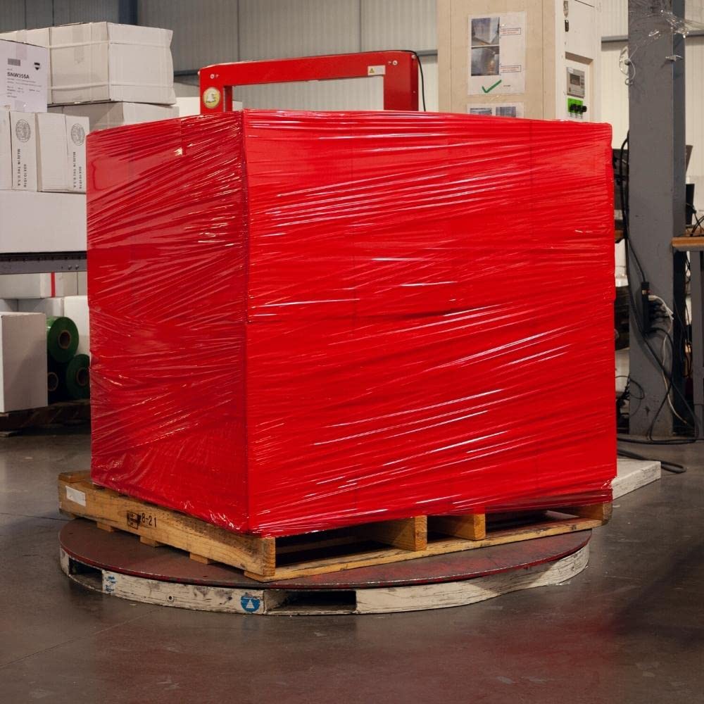 Red Stretch Wrap for Moving - 4 Pack of 18 Inch x 1000 Feet, Heavy Duty 100 Gauge Plastic Wrap for Furniture Protection, High Cling Moving Film Rolls | Secure Packing, Storage & Shipping Supplies for Home & Office