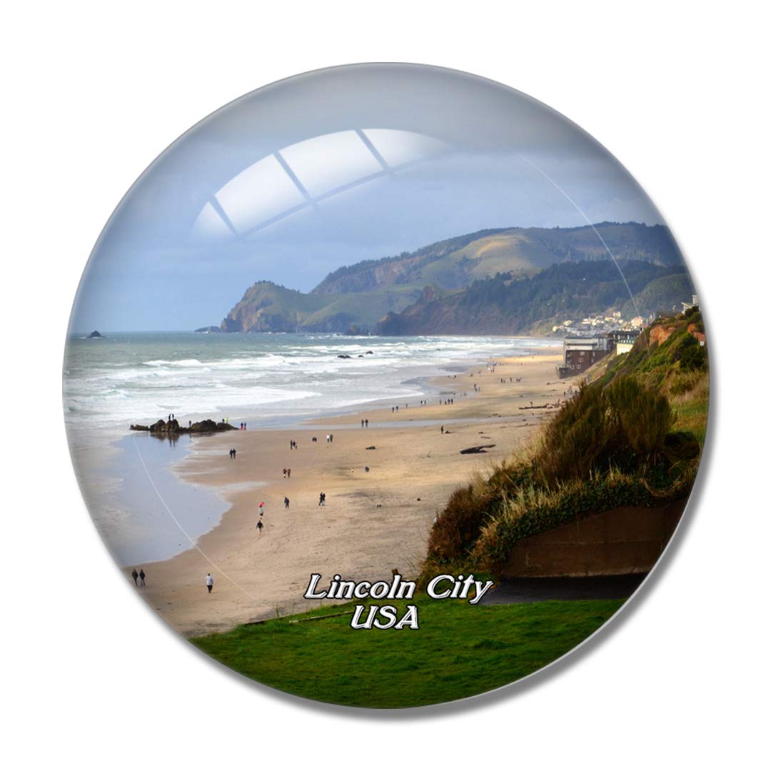 USA Lincoln Oregon Coast 3D Fridge Magnet - Crystal Glass Whiteboard Refrigerator Magnet Souvenir for Home & Office Decor | Perfect Gift for Travel Lovers & Collectors