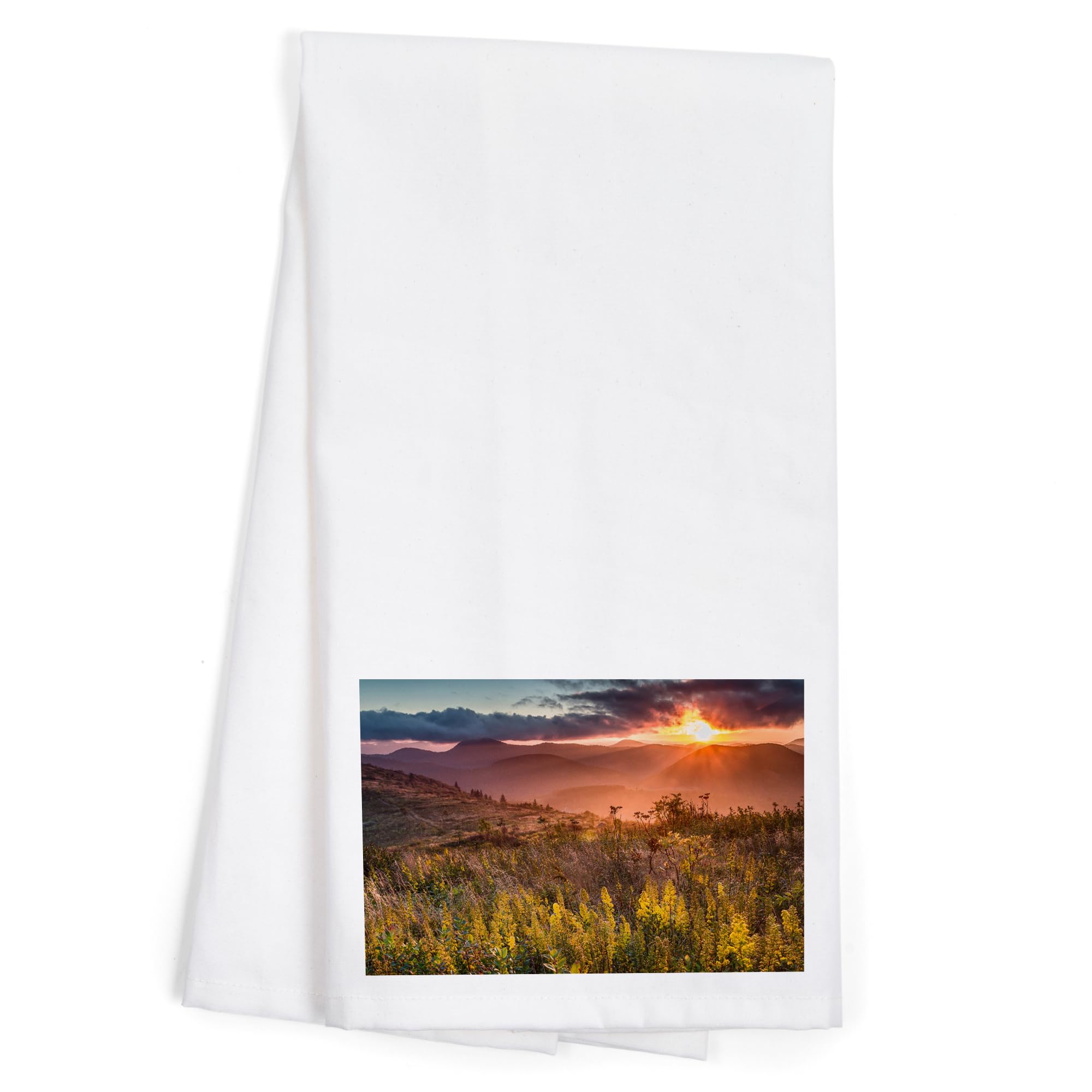Lantern Press Mountains and Sunset 100% Cotton Tea Towel - Decorative Hand Towel for Kitchen & Home Decor | Perfect for Drying Dishes, Gift Giving & Farmhouse Style Decor