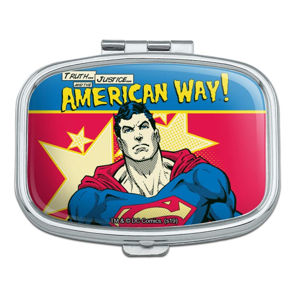 Superman The American Way Rectangle Pill Case & Trinket Gift Box - Perfect for Travel, Medication Storage, and Collectibles Display
