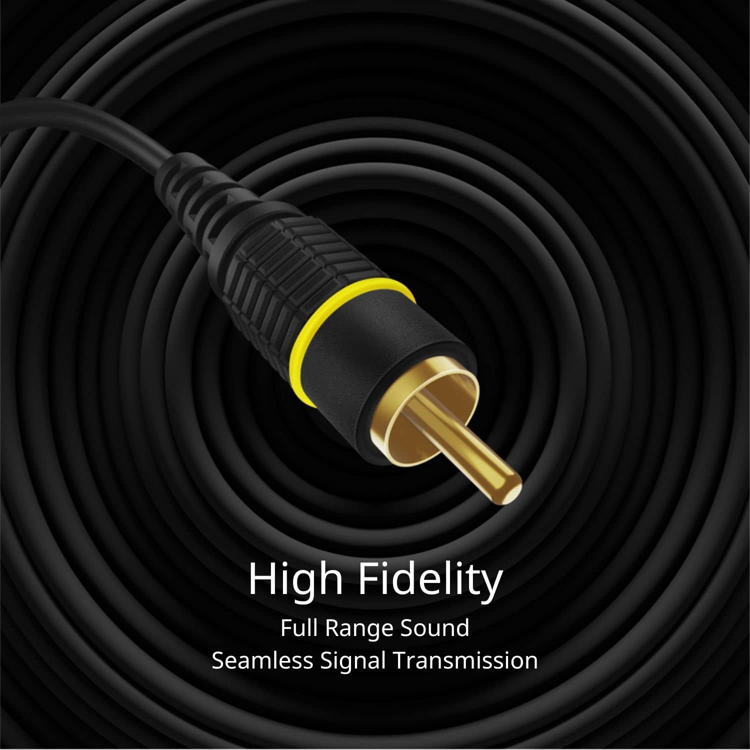 Premium RCA Male to Male Gold-Plated Audio Cable 25ft - High-Quality Black Stereo Connector for Home Theater, Speakers, DJ Equipment & Audio Systems