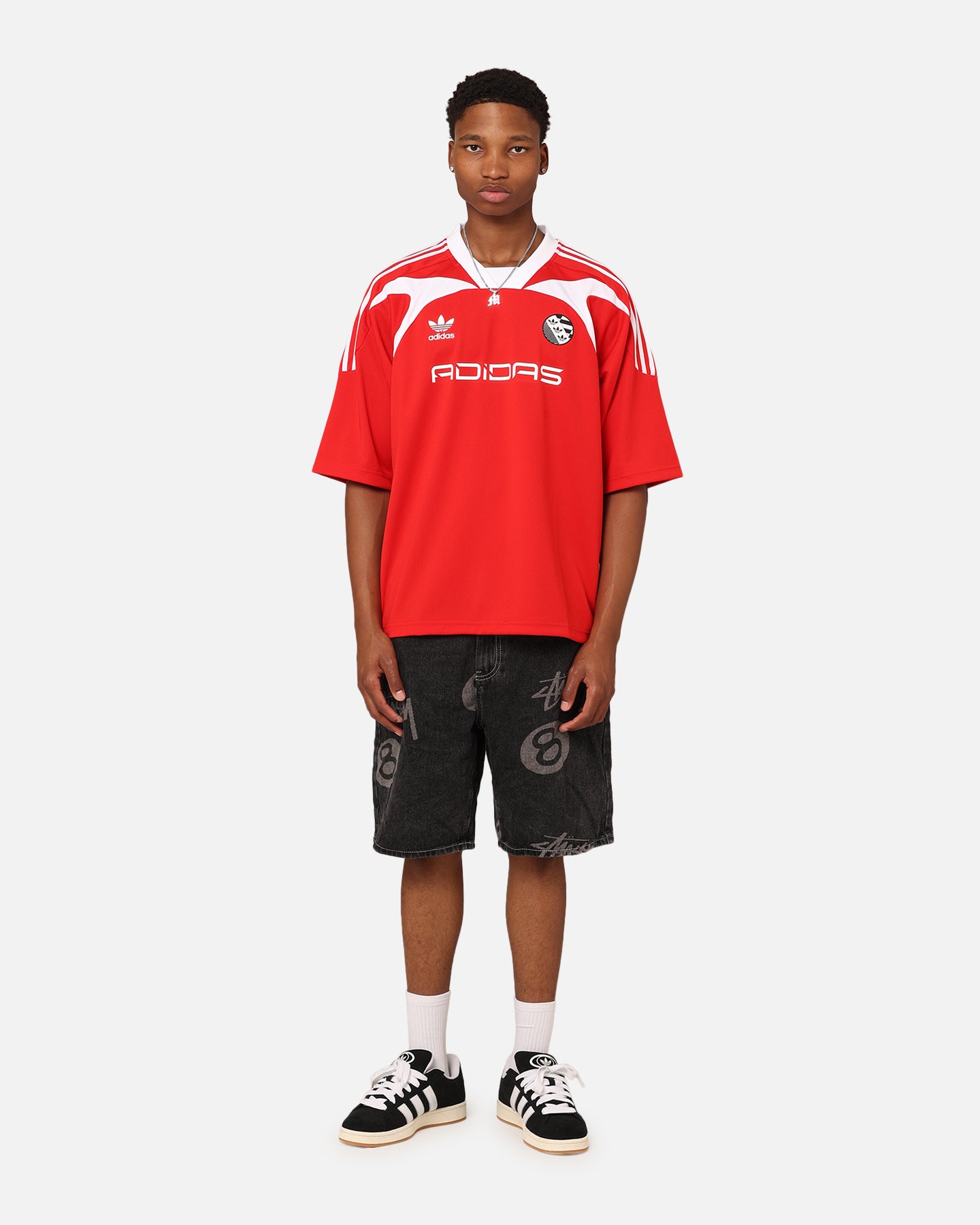Adidas Oversized Short Sleeve Jersey - Better Scarlet Red Men's Athletic Shirt for Basketball, Running & Casual Wear