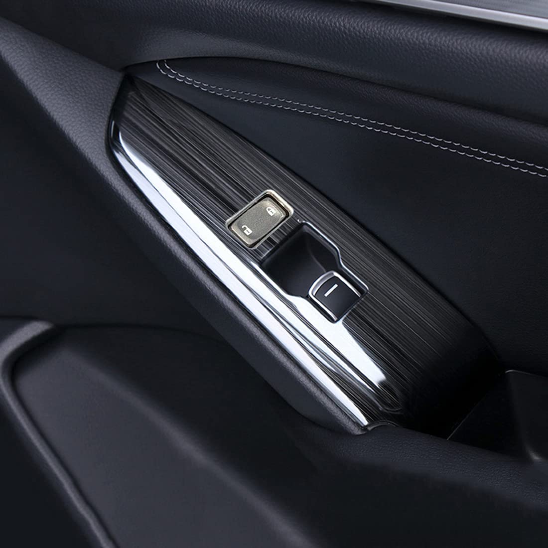 4-Piece Car Interior Door Window Control Panel Cover Trim Set - Brushed Black - Compatible with Honda Accord 2018-2022 Models - Upgrade Your Vehicle Interior - Perfect for Car Enthusiasts & DIY Auto Detailing