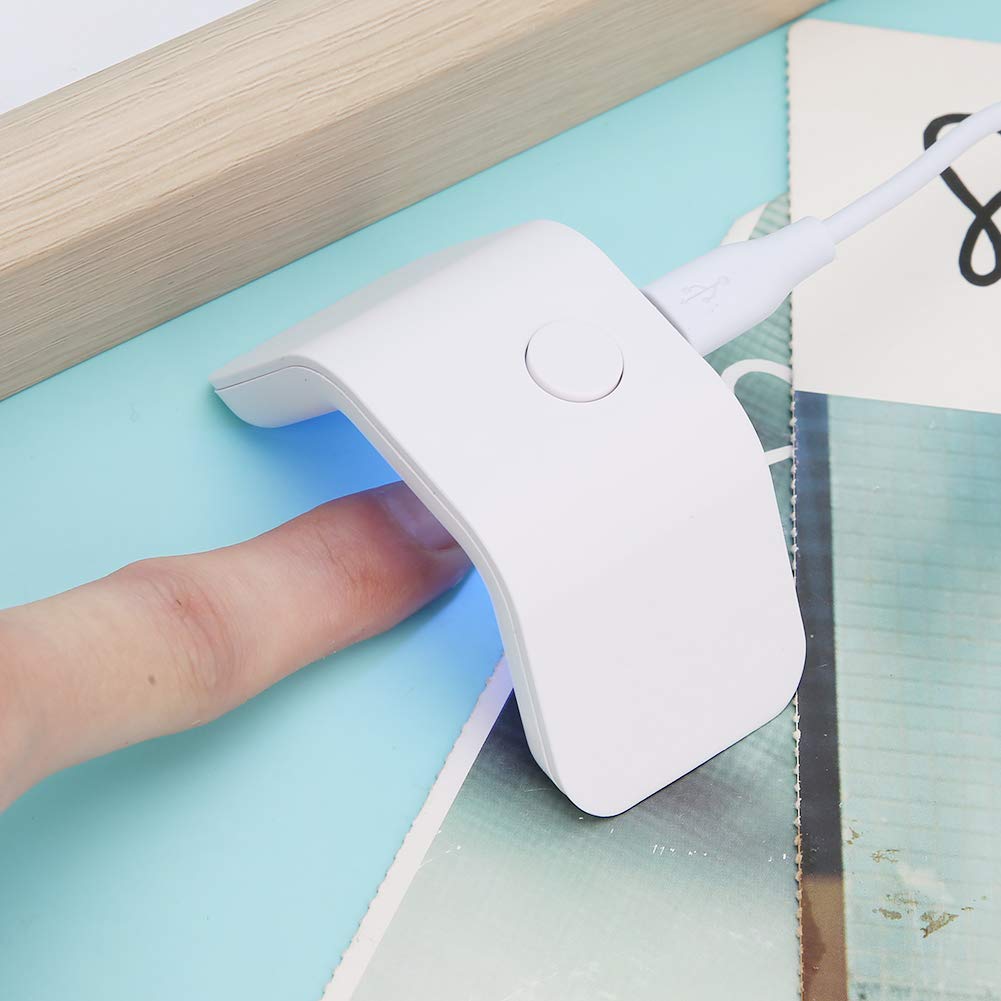2W Portable UV LED Nail Lamp - Mini USB Nail Dryer for Gel Polish, Single Finger Nail Art, Travel & Home Manicure (White) | Perfect for DIY Nails, Salon Professionals & On-The-Go Touch Ups