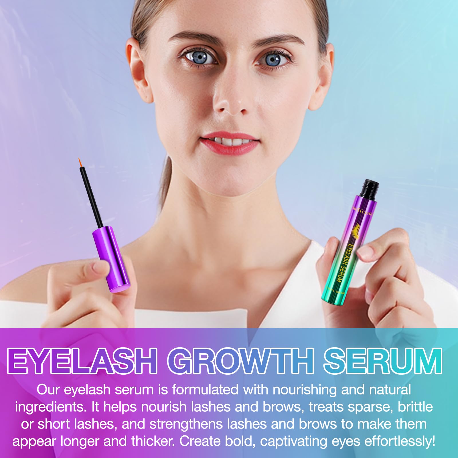 Best Eyelash Growth Serum for Longer, Thicker & Fuller Lashes - Natural Lash Enhancer for Sensitive Eyes - Non-Irritating Formula for Daily Use at Home or Salon