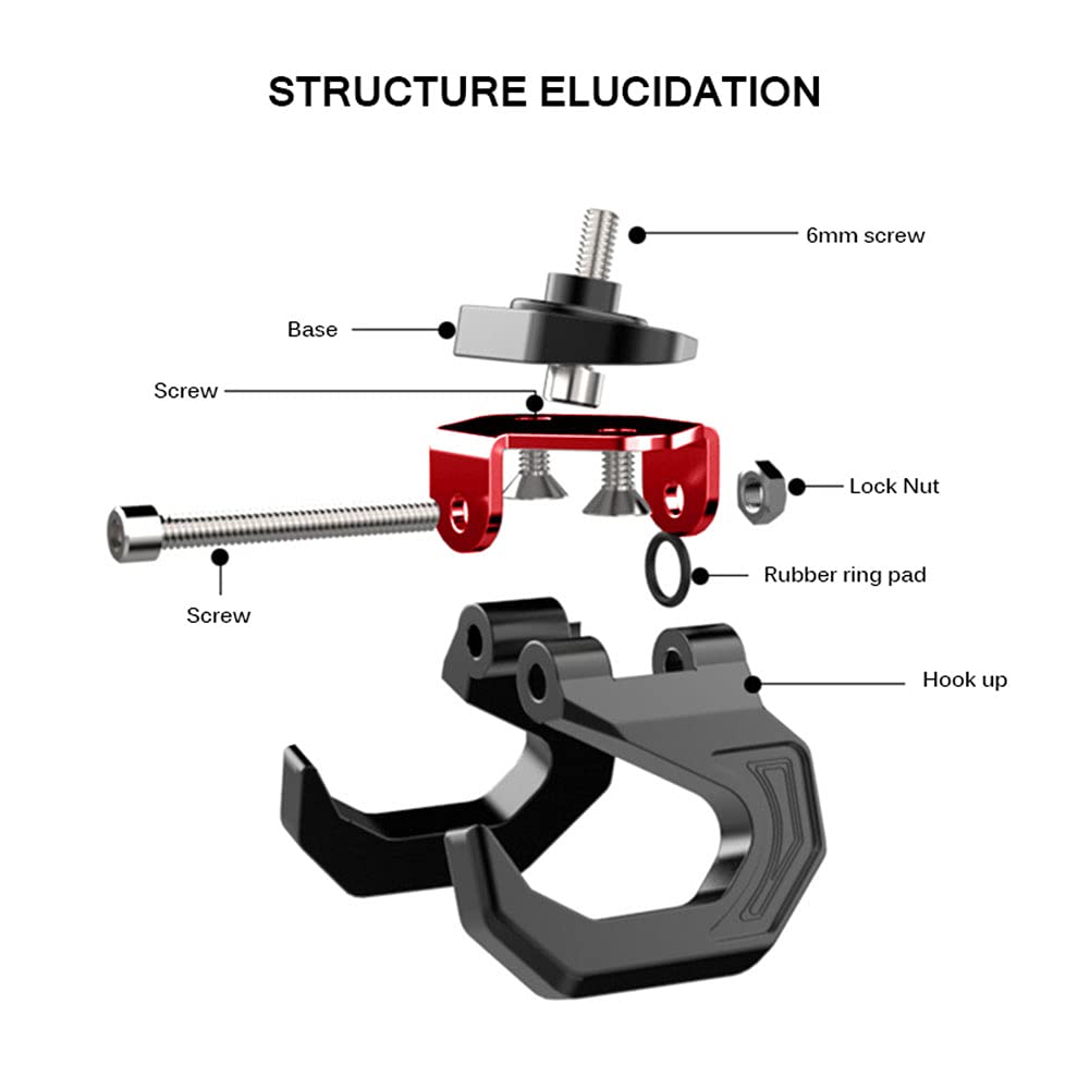Zcargel Motorcycle Hook - Double Hook Helmet & Bag Holder - Durable Aluminum Alloy for Luggage & Helmets - Garage & Road Use