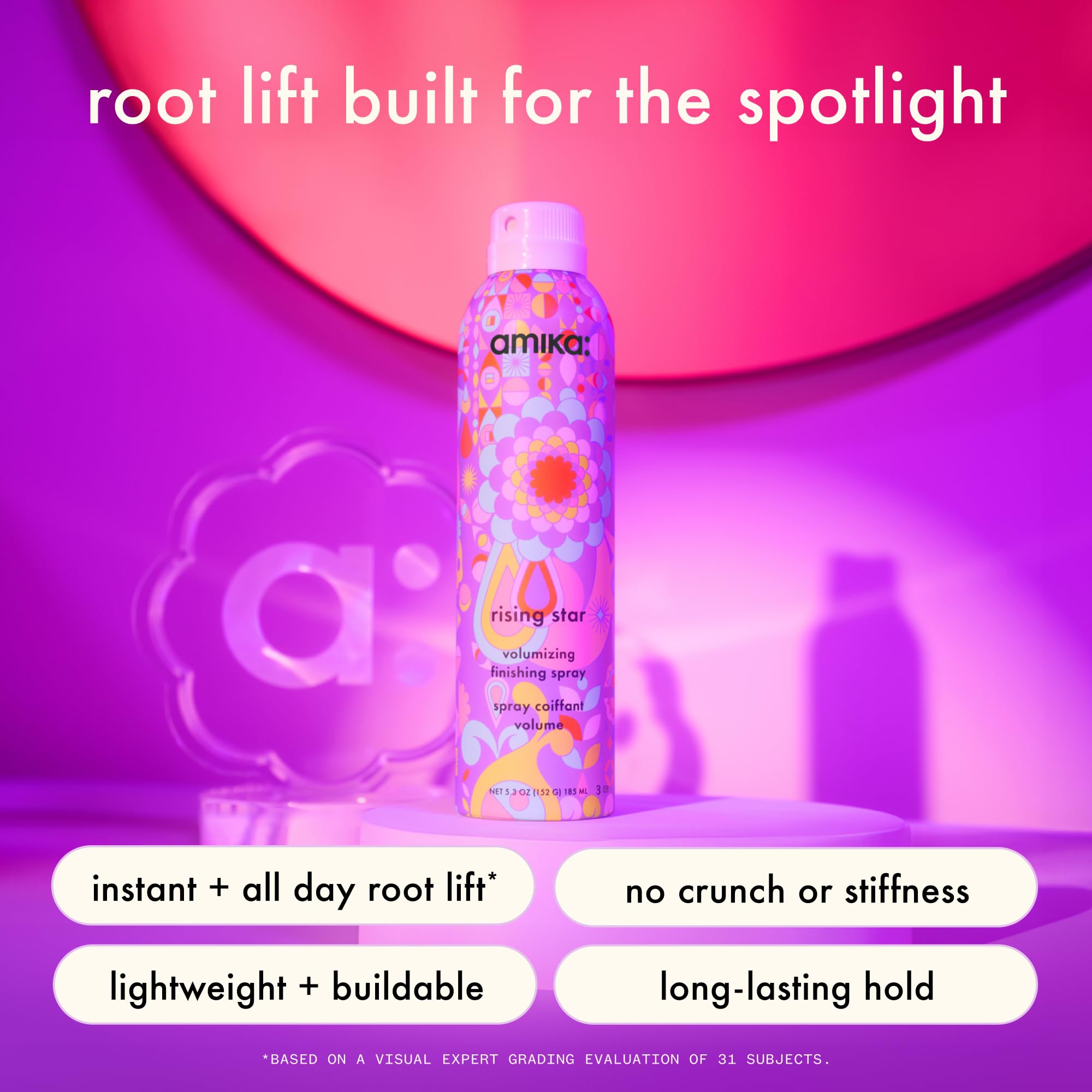 Amika Rising Star Volumizing Finishing Hair Spray for Fine & Flat Hair - Lightweight Hold & Shine for Everyday Styling & Special Occasions